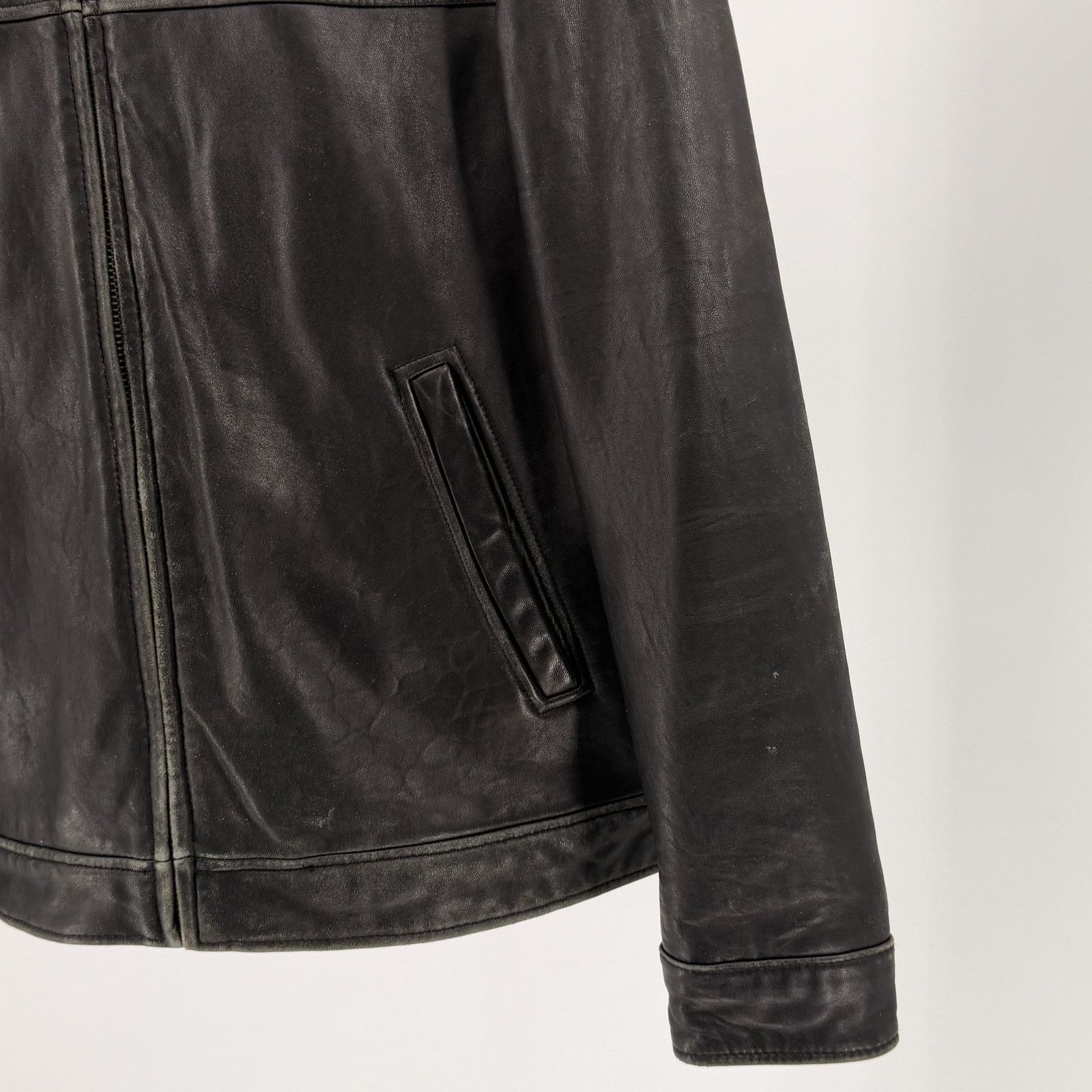 Guess Vintage 90s Black Genuine Leather Heavy Zip Bomber Jacket Size US M / EU 48-50 / 2 - 3 Thumbnail