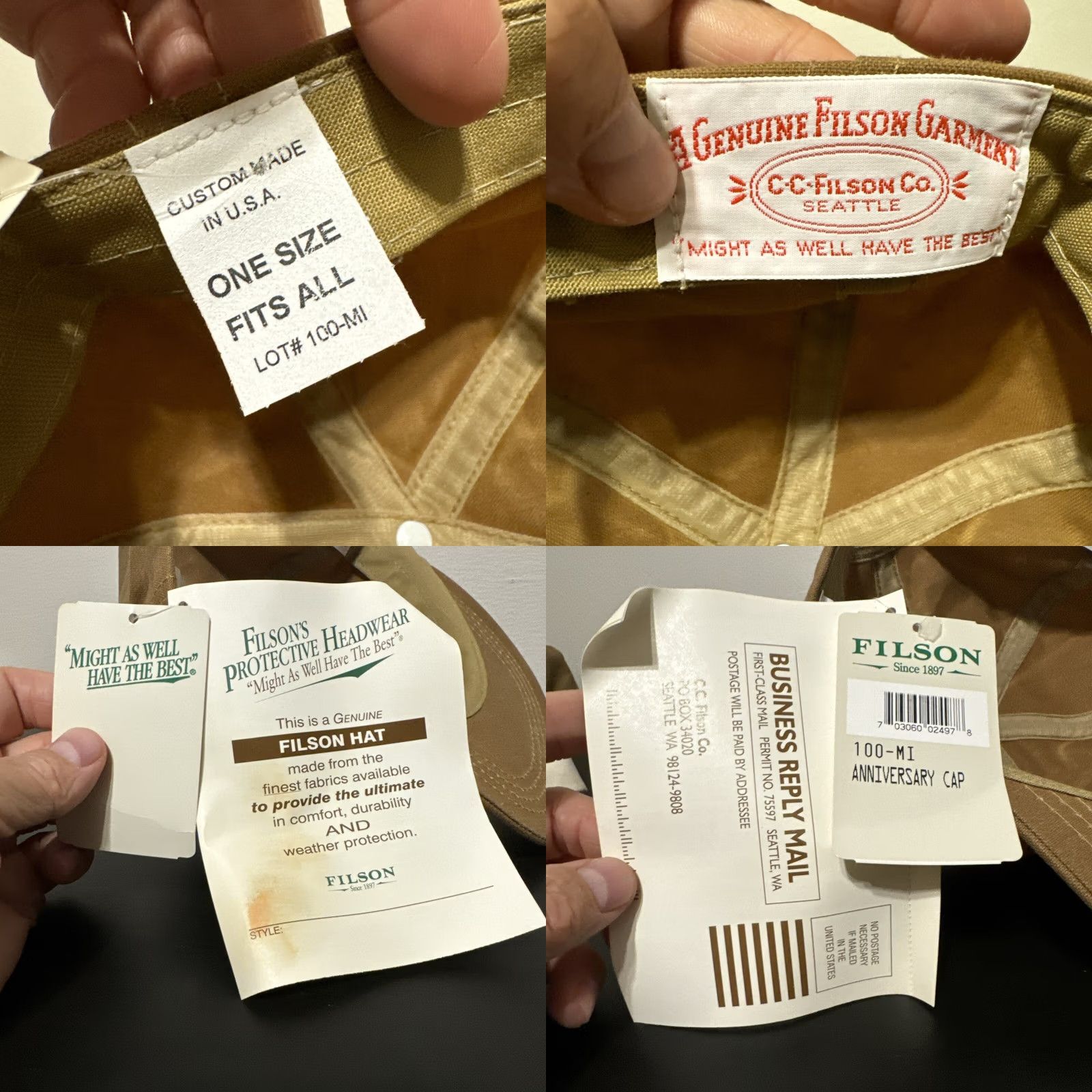 Filson VINTAGE Filson Tin Cloth Waxed Logger Cap 100th Anniversary 1897-1997 USA Made Size ONE SIZE - 8 Thumbnail