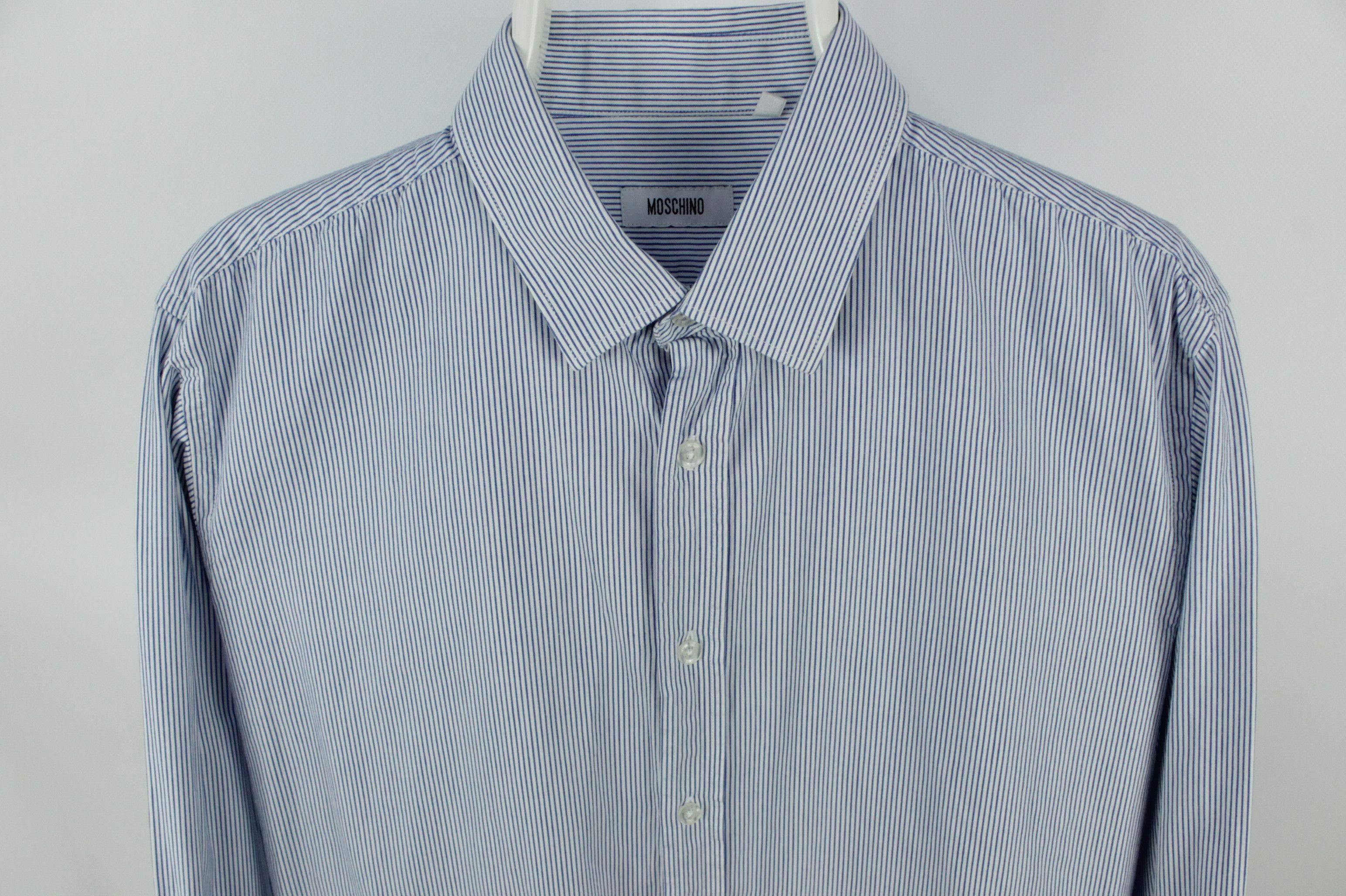 Moschino Moschino X1B Embroidered Heart Striped Formal Men's Shirt Size US L / EU 52-54 / 3 - 2 Thumbnail