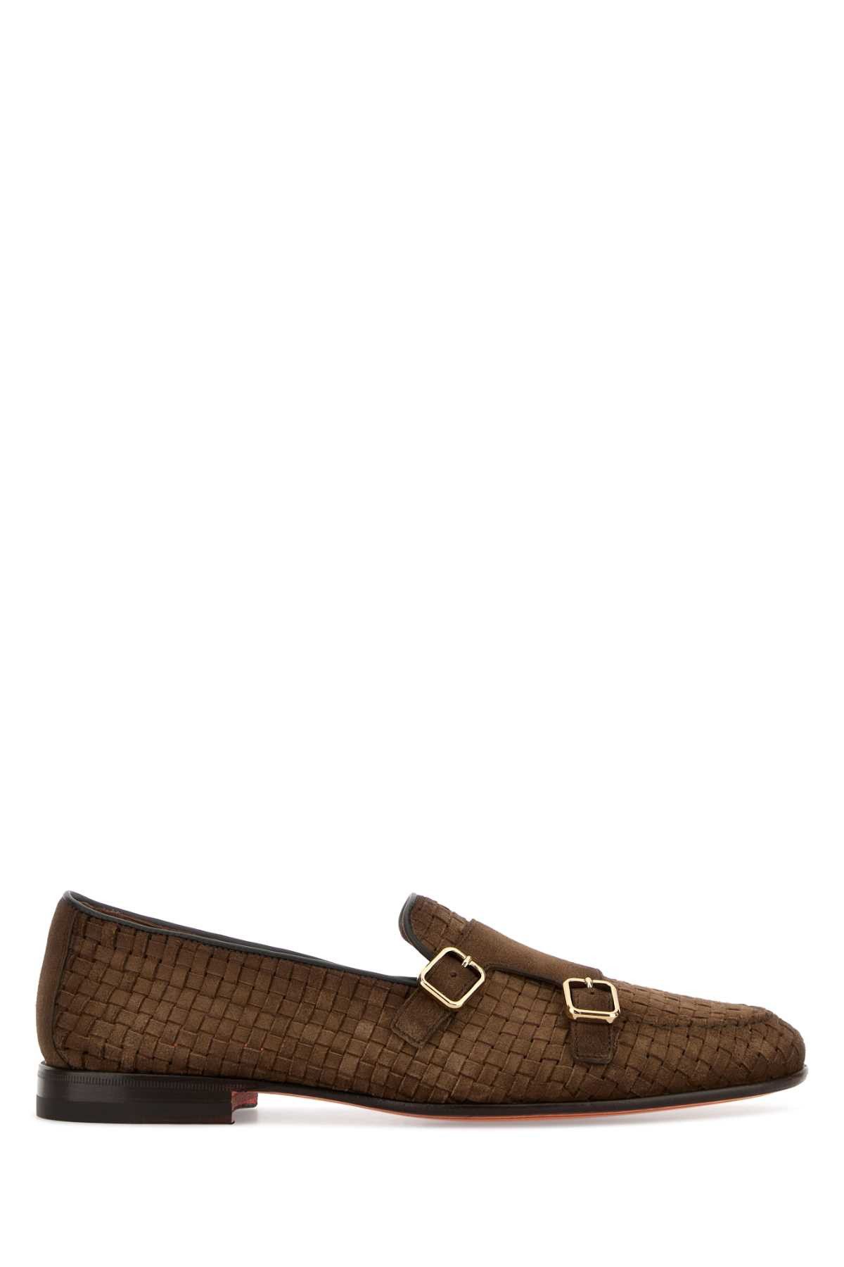Santoni Brown Suede Scacco Loafers Size US 8 / EU 41 - 1 Thumbnail