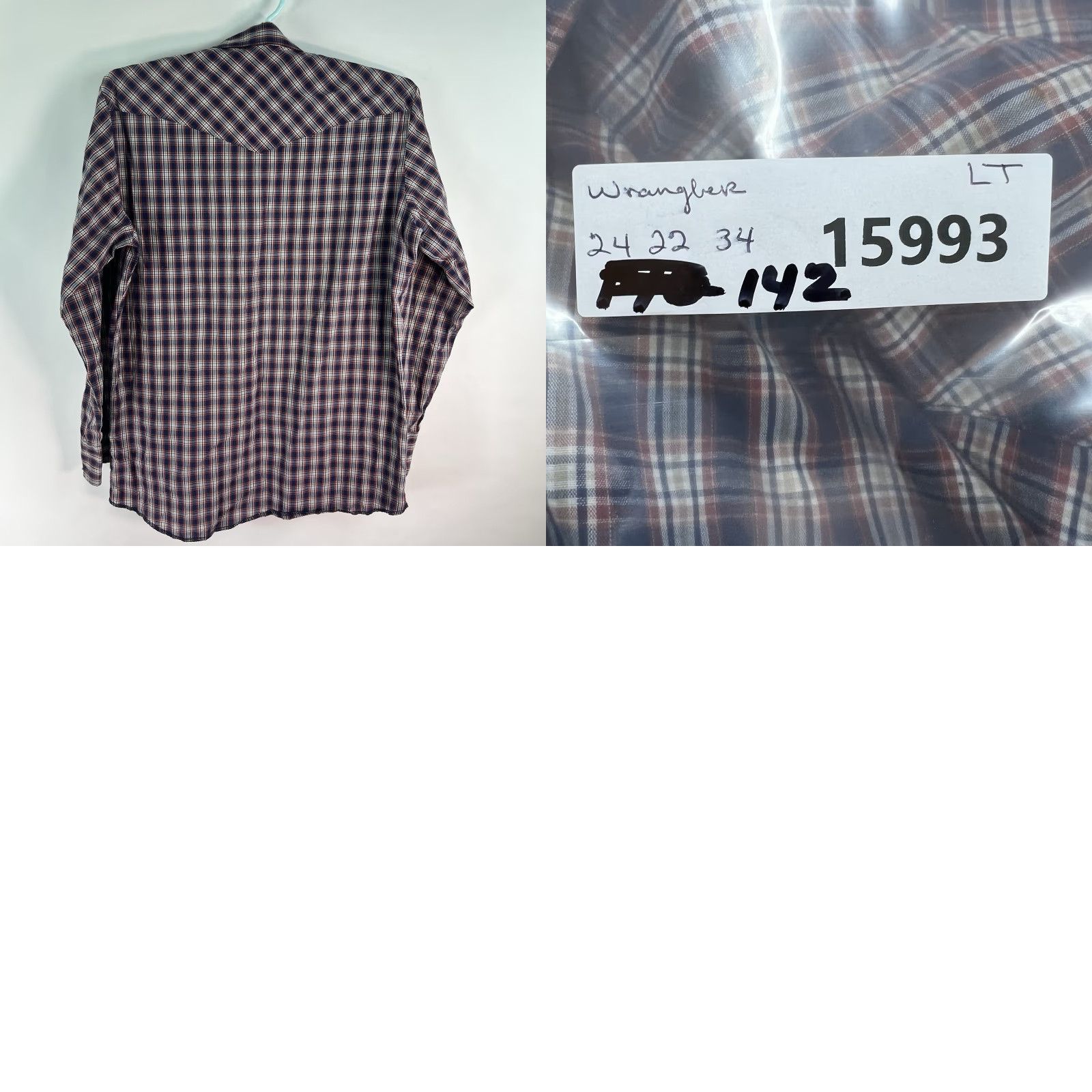 Wrangler VINTAGE Wrangler Shirt Mens LT Blue Plaid Western Cowboy Rodeo Pearl Snap Button Size US L / EU 52-54 / 3 - 8 Thumbnail