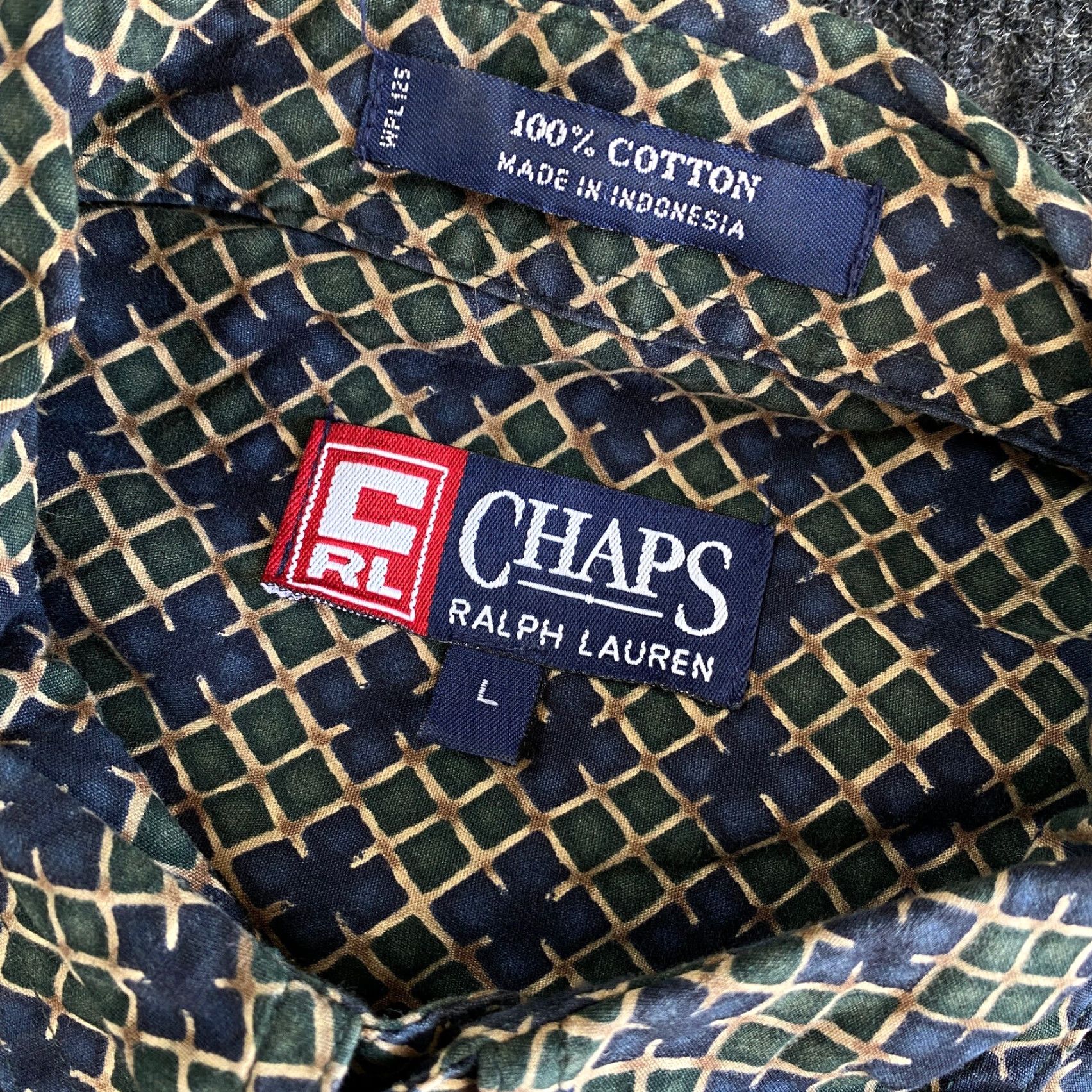 Chaps VINTAGE Chaps Ralph Lauren Button-Up Shirt Long Sleeve L Green Gold Fence Print Mens Size US L / EU 52-54 / 3 - 3 Thumbnail