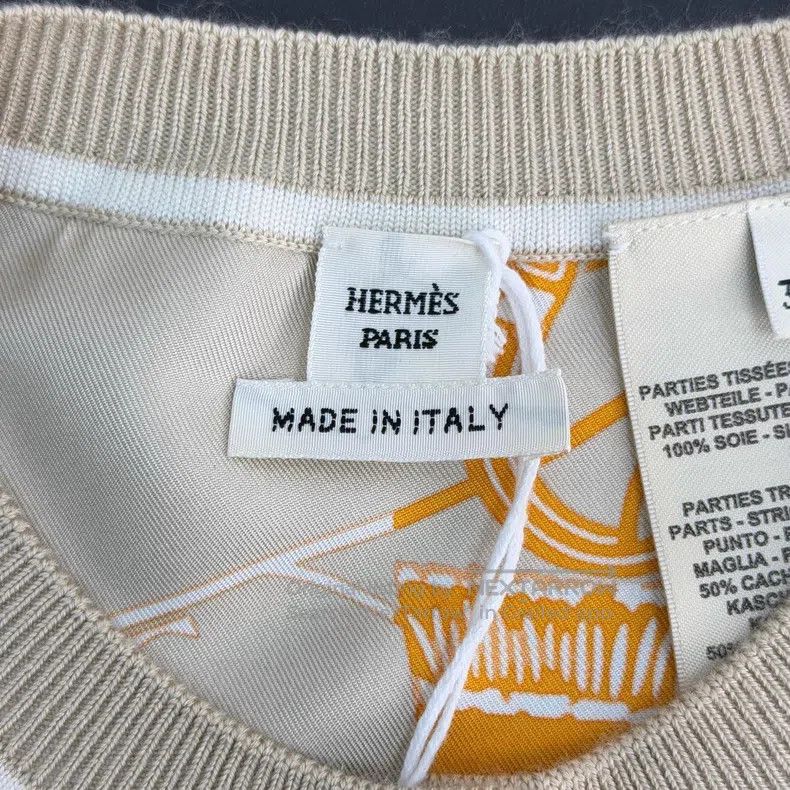Hermes Hermes Khaki Wool Mulberry Silk Patchwork Design Cardigan Size XS / US 0-2 / IT 36-38 - 5 Thumbnail