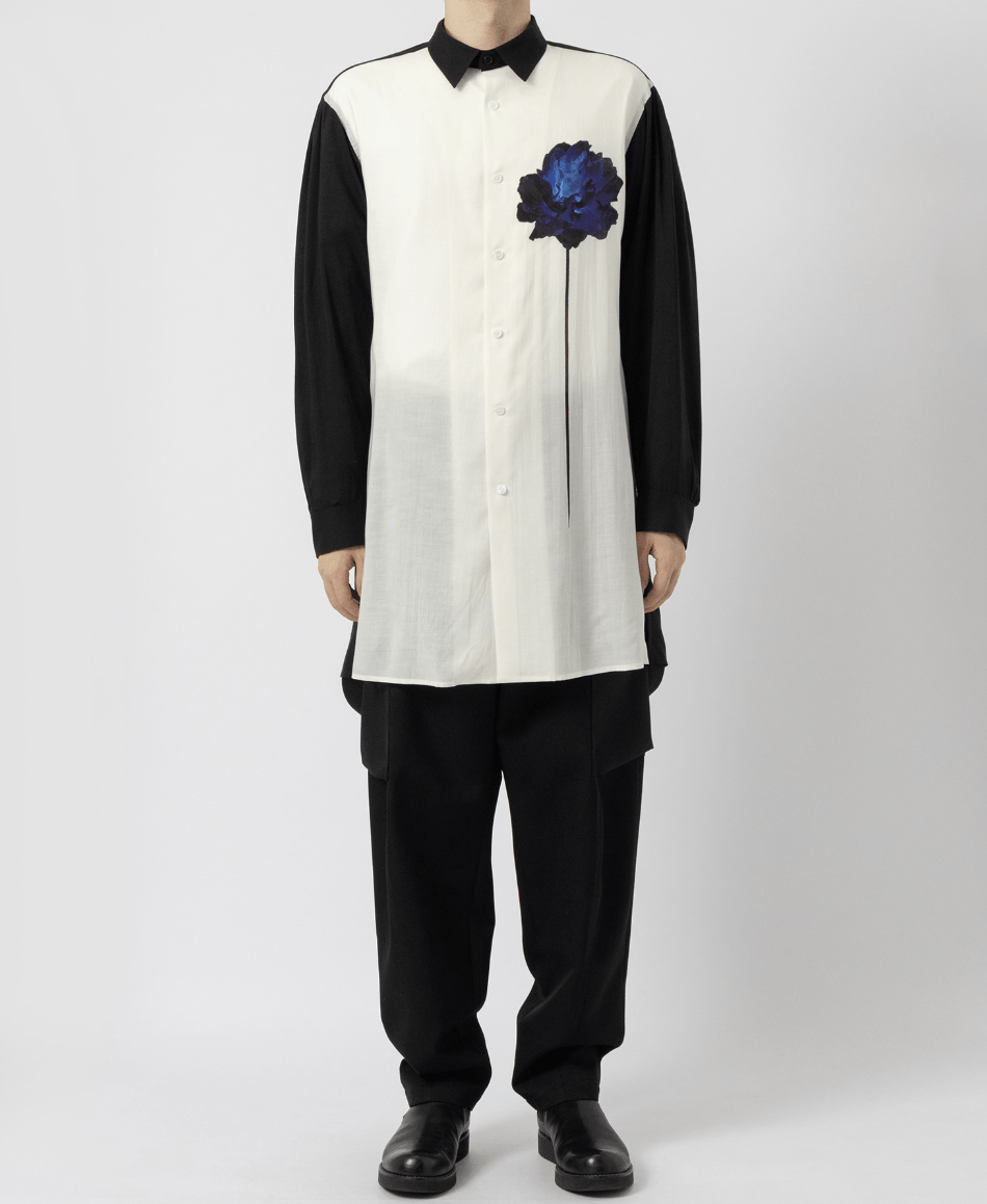 Y's for Men × Yohji Yamamoto Yohji Yamamoto Y's For Men - Cellulose One Blue Flower Shirt Size US M / EU 48-50 / 2 - 6 Thumbnail