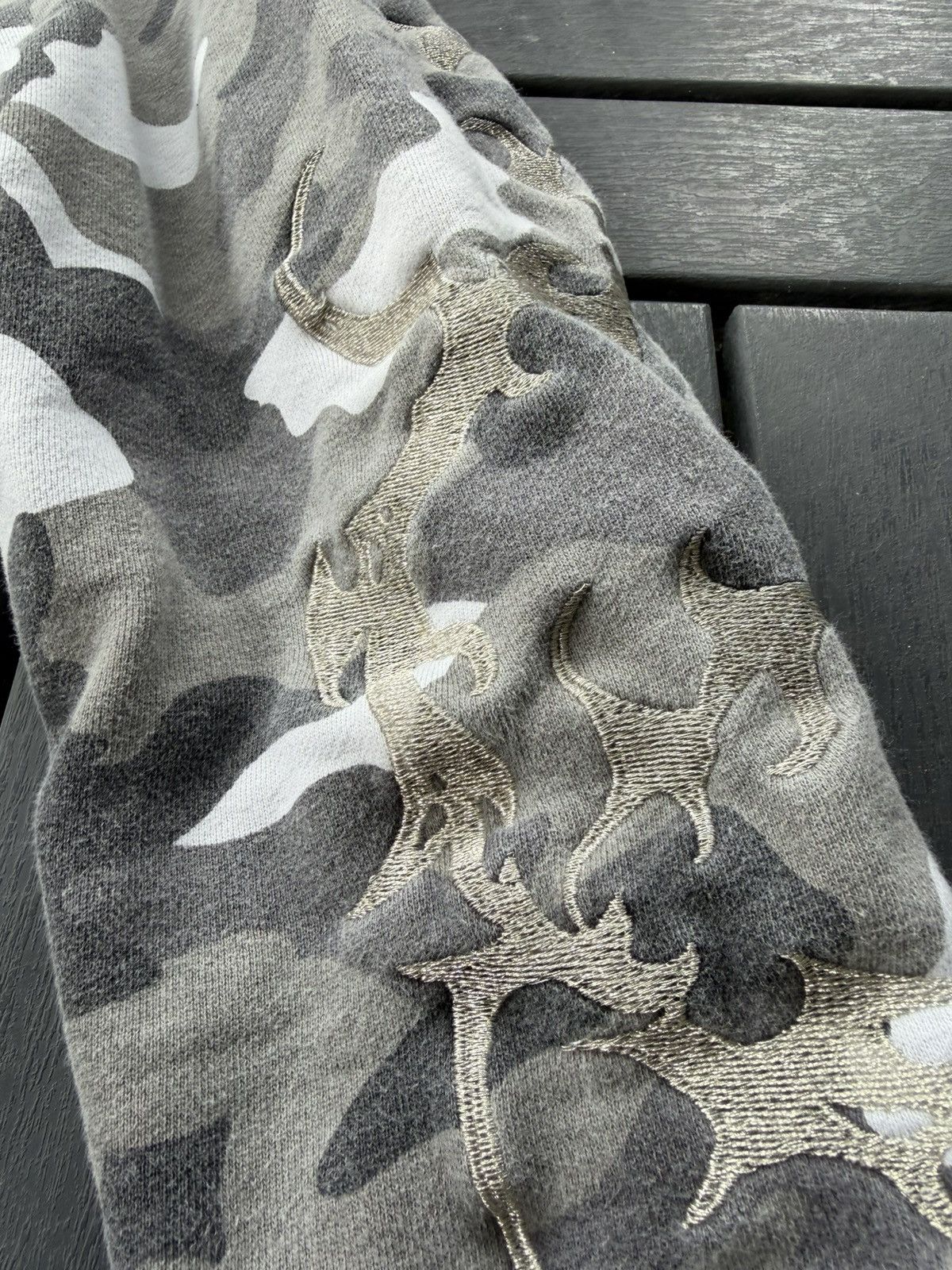 Other Grey camo zip up hoodie with embroidered flames Size US S / EU 44-46 / 1 - 7 Thumbnail