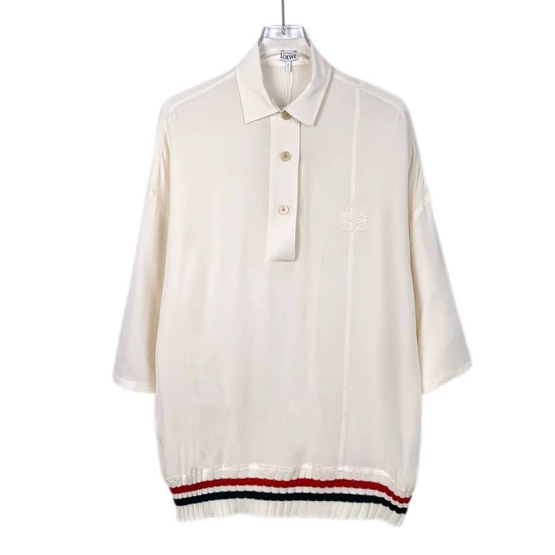 Loewe Loewe size 32 Muted beige logo embroidered silk short sleev Size M / US 6-8 / IT 42-44 - 1 Thumbnail