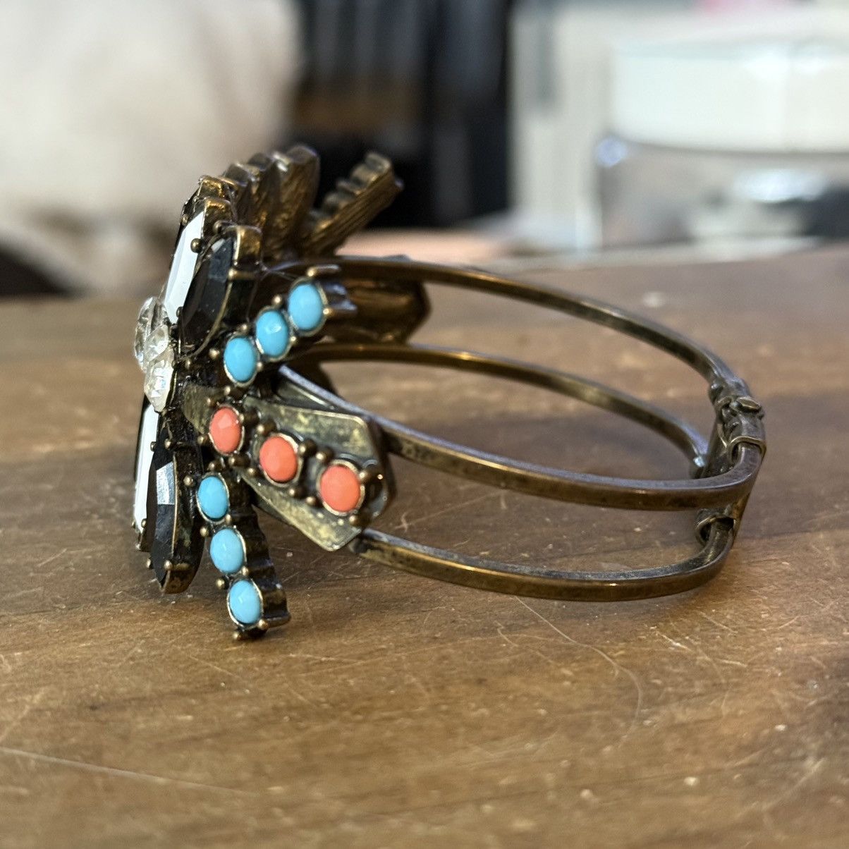 Other Bronze tone multicolor stone clamper bracelet Size ONE SIZE - 5 Thumbnail