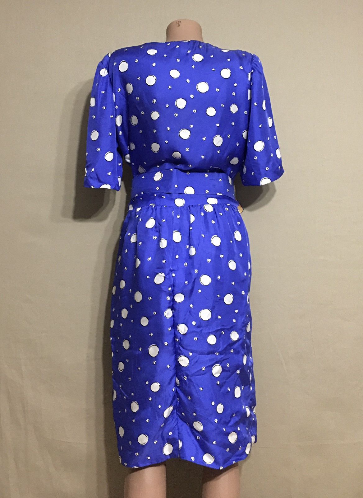 Givenchy × Vintage Givenchy Nouvelle Boutique Silk DressBlue White Polka Dots Size S / US 4 / IT 40 - 7 Thumbnail