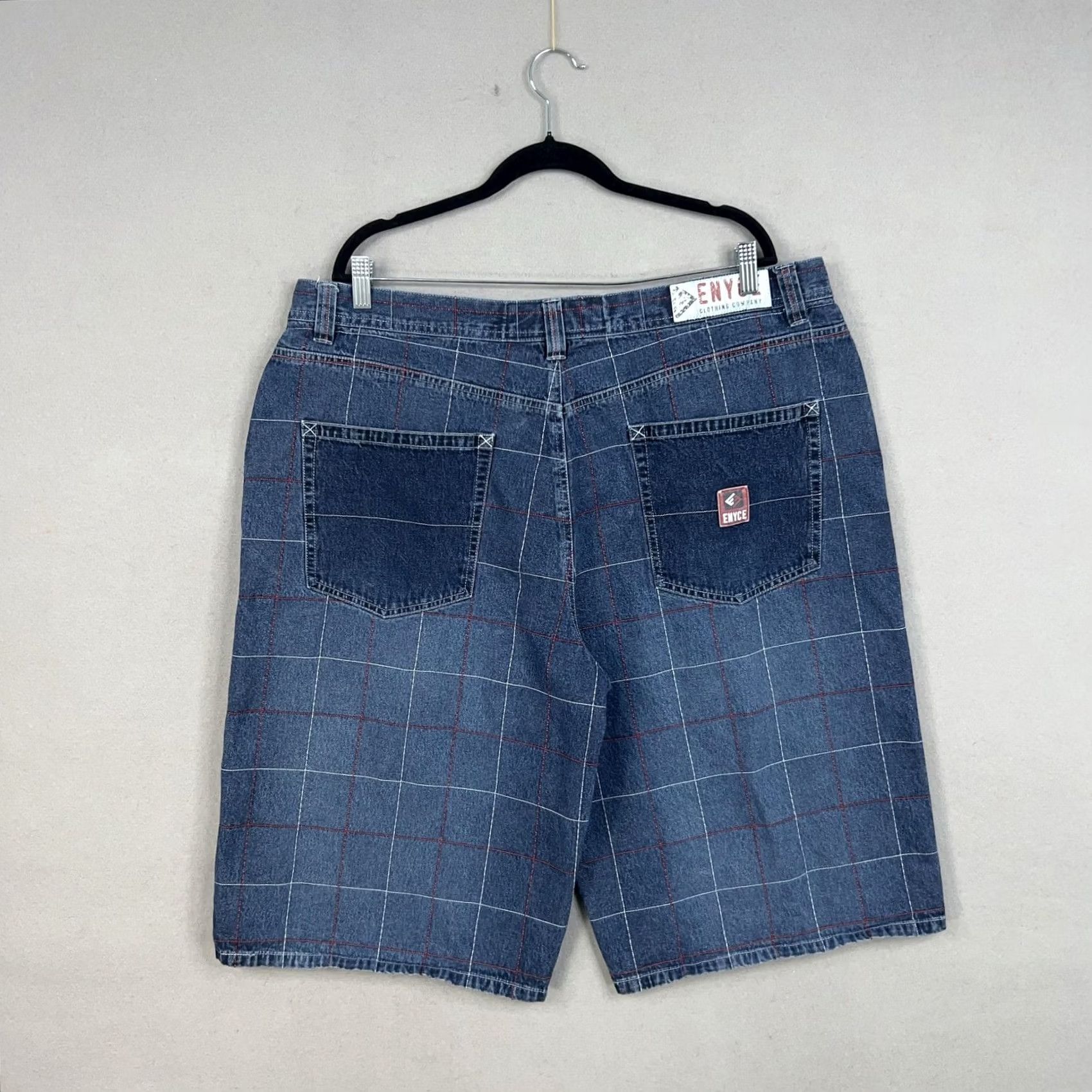 Enyce Enyce Denim Shorts Mens 42 Blue Windowpane Plaid Baggy Bermuda Y2K Streetwear Jorts Mens Size US 42 / EU 58 - 5 Thumbnail