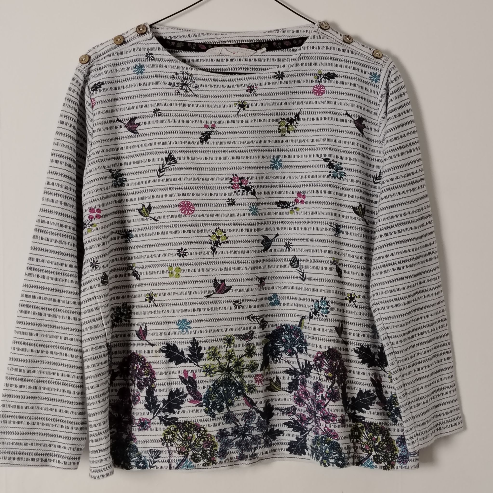 Other Pre-Loved Long Sleeve Jumper Women's M Cotton Stripe Floral Size M / US 6-8 / IT 42-44 - 1 Thumbnail