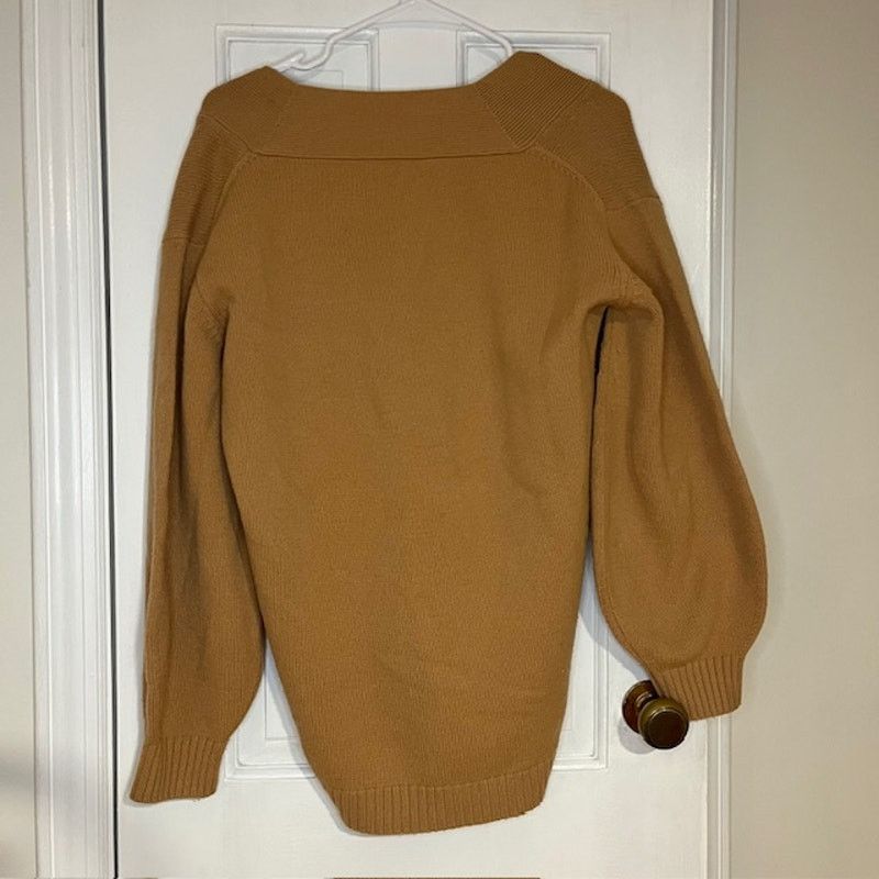 Tibi Tibi Merino Wool V-neck Puff Sleeve Camel Sweater Small Size S / US 4 / IT 40 - 9 Thumbnail