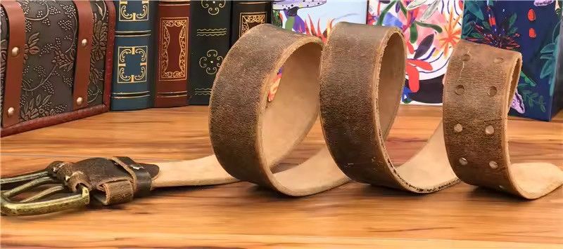 Genuine Leather Super Wide 4.2 CM Thick Genuine Leather Double Buckle Belt Size ONE SIZE - 7 Thumbnail