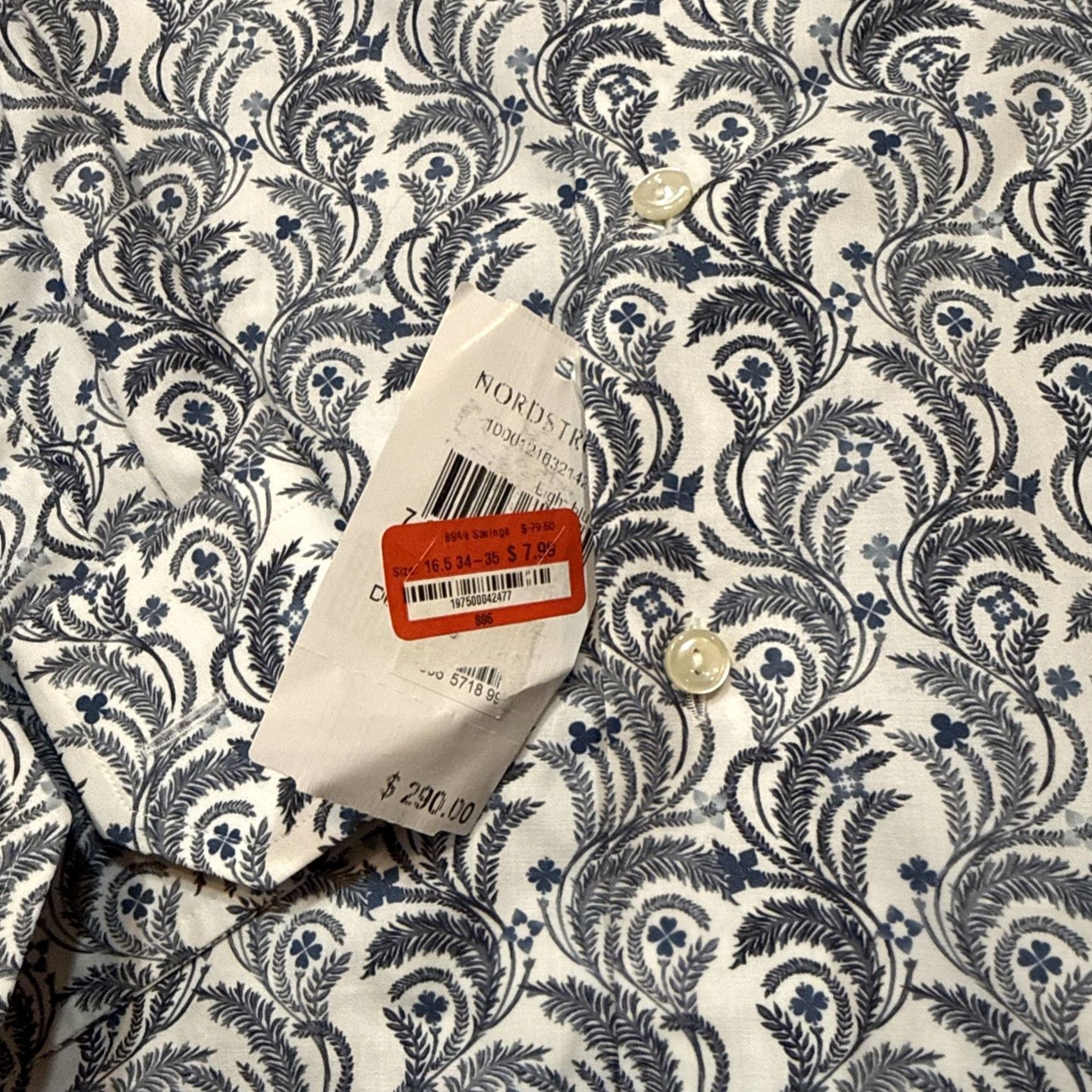 Eton NWT Etón Dress Shirt Mens 42 16.5 Blue Slim Fit Paisley Long Sleeve Button Up Size 46R - 4 Thumbnail