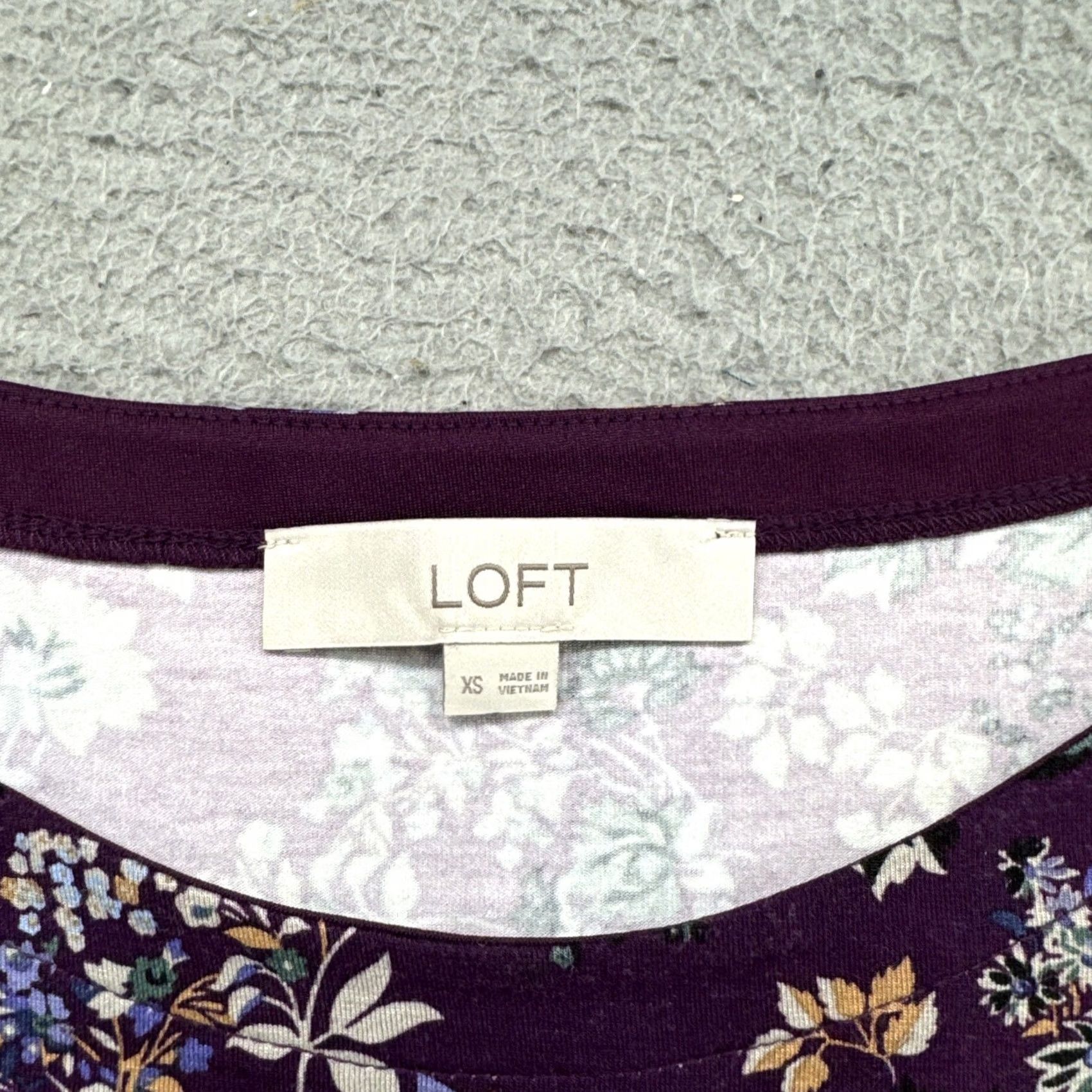 Loft LOFT Women's Purple Floral Long Sleeve Shirt Dress XS Size XS / US 0-2 / IT 36-38 - 2 Thumbnail