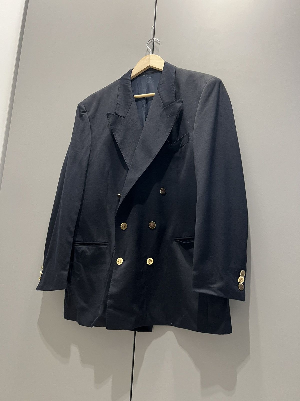 Paul & Shark Paul Shark Double Breasted Blazer Black Gold Buttons Classic Size 54R - 18 Thumbnail