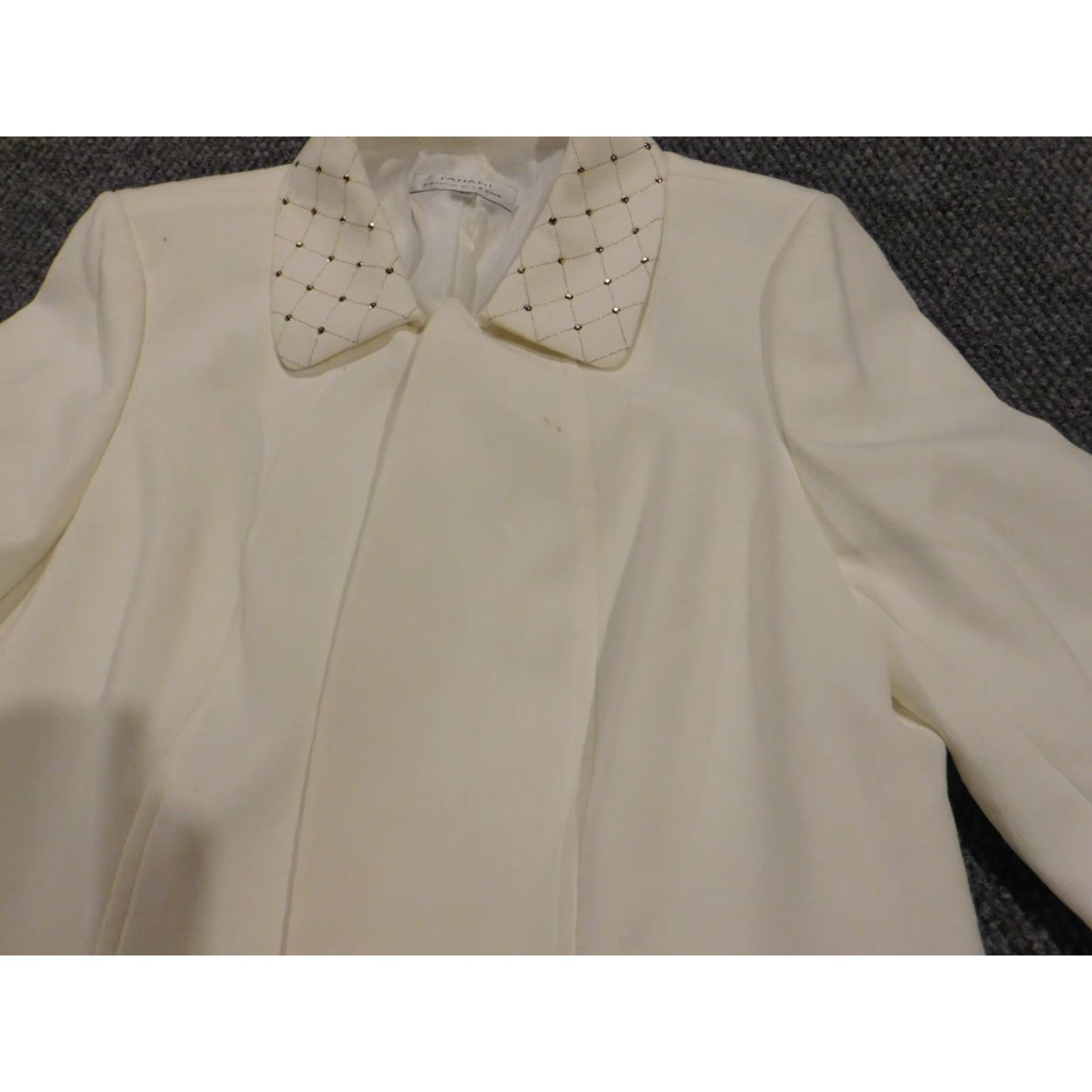 Vintage Tahari Jacket Womens 18W Plus White Open Chest Trench Coat Shirt? Size XXL / US 16-18 / IT 52-54 - 4 Thumbnail