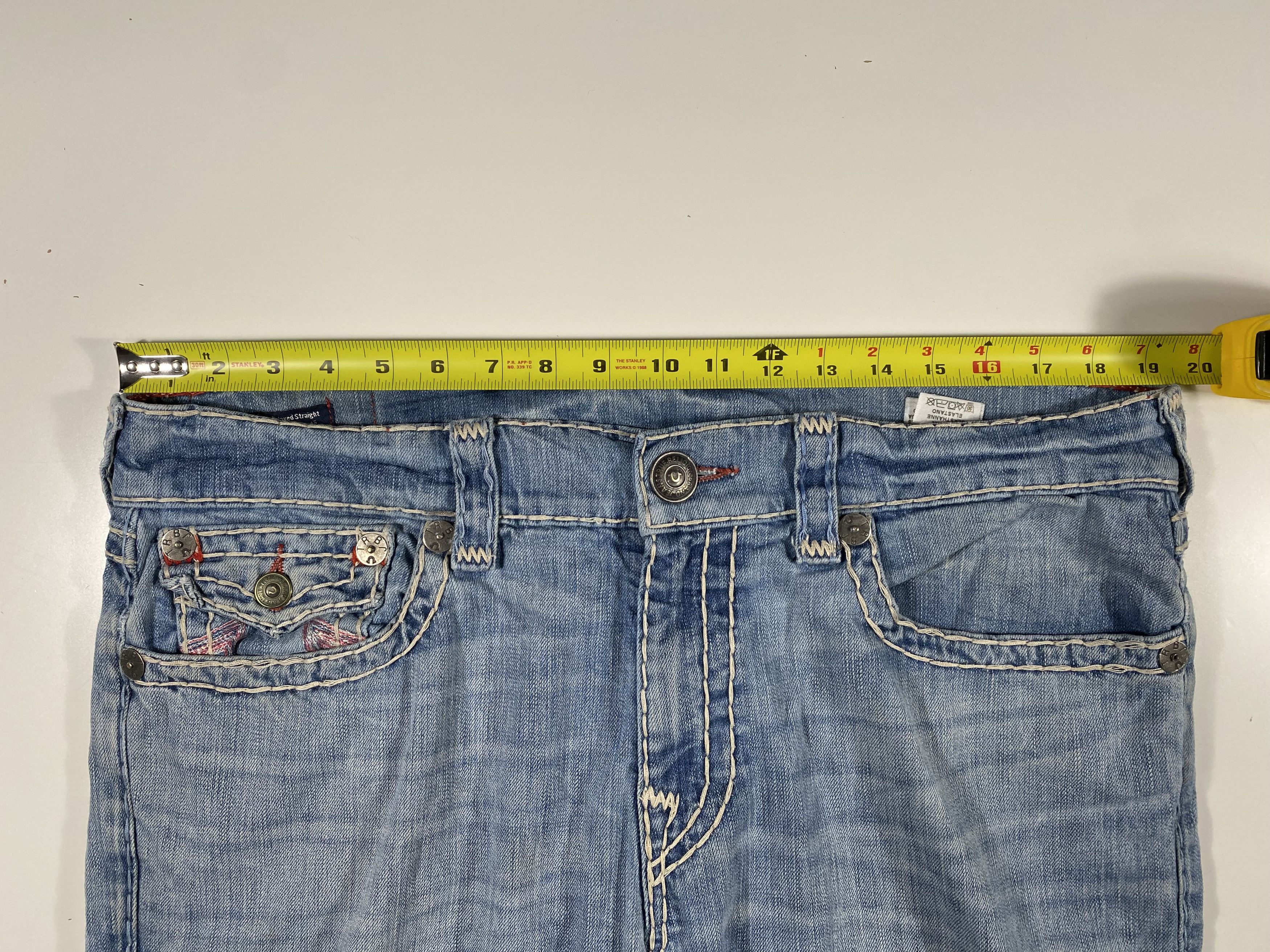 True Religion True Religion Ricky w/ Flaps Red Stitch Relaxed Jeans 38x32 Size US 38 / EU 54 - 13 Thumbnail