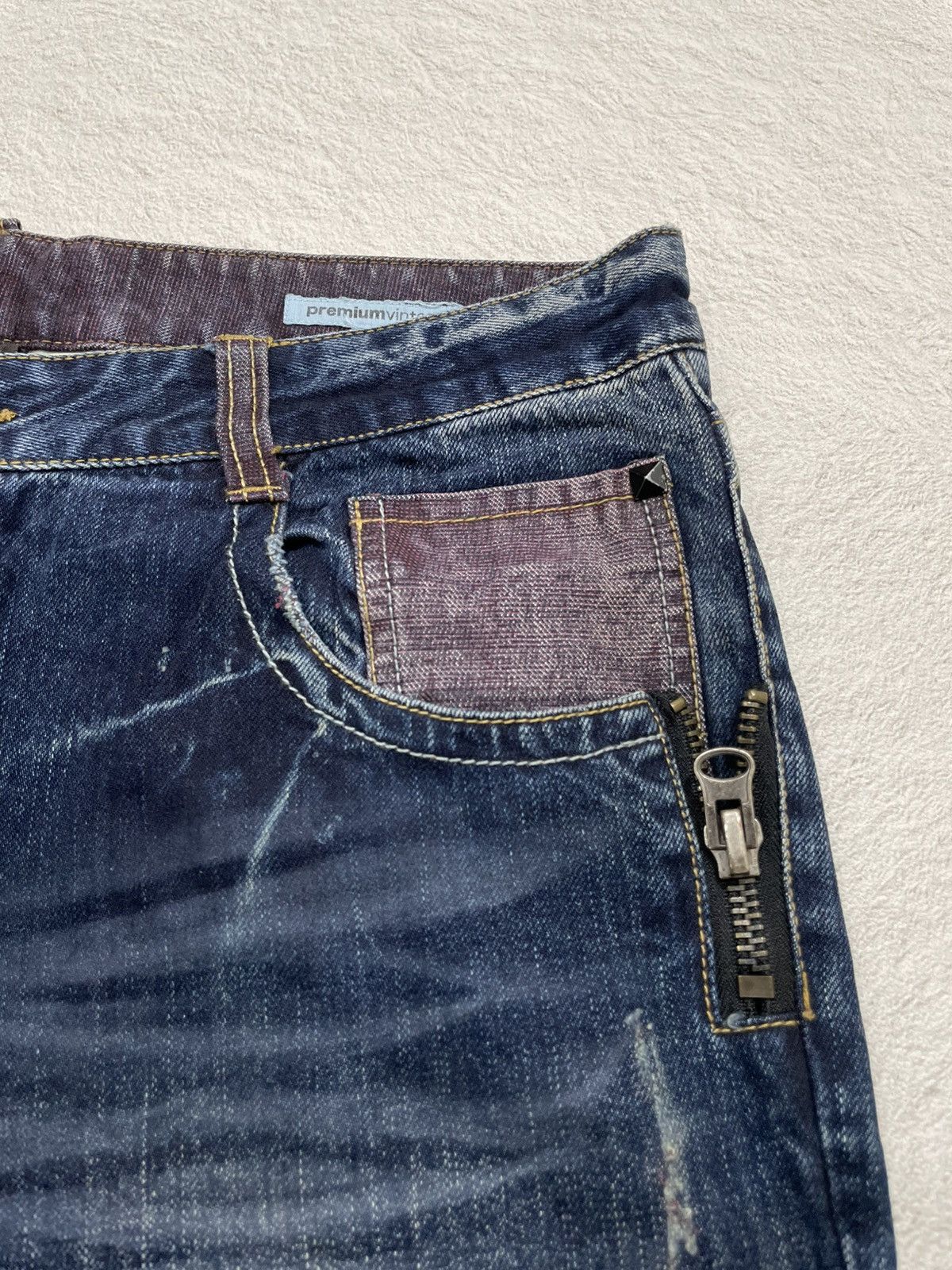 Japanese Brand 2000s Semantic Flare Raw Denim Ripped Baggy Jeans Y2K Size US 36 / EU 52 - 5 Thumbnail