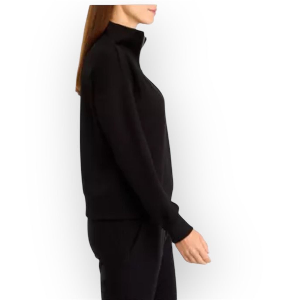 Magaschoni Magaschoni, Scuba Quarter Zip Pullover Solid Black Faux Suede, Women's Small Size S / US 4 / IT 40 - 3 Thumbnail