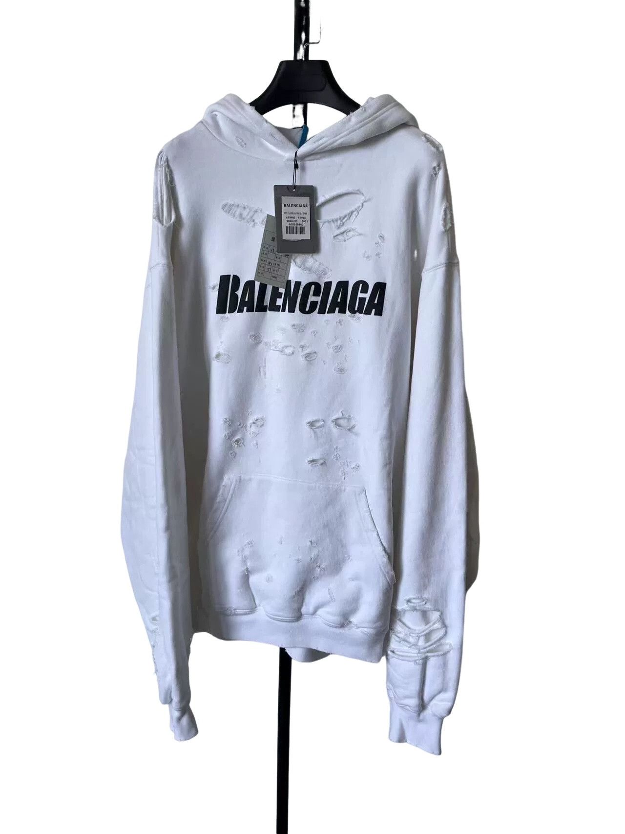 Balenciaga Balenciaga Distressed Logo Hoodie XS Size US XS / EU 42 / 0 - 1 Thumbnail
