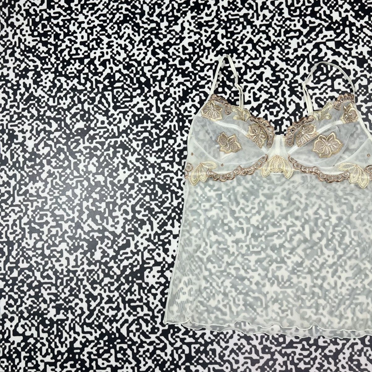 Japanese Brand Vintage Y2K Japanese Mesh Floral Sexy Retro Style Tank Top Size M / US 6-8 / IT 42-44 - 5 Thumbnail