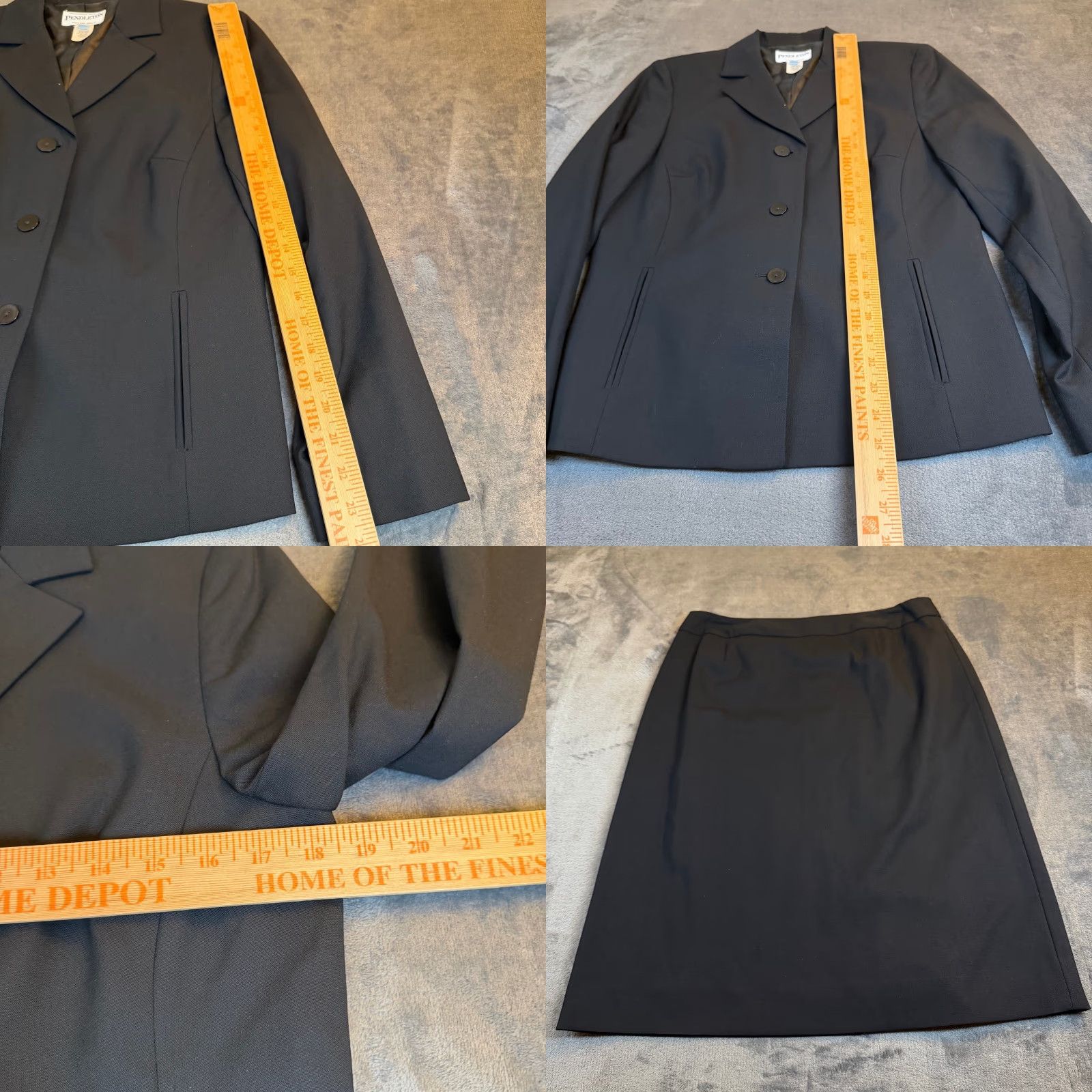 Pendleton VINTAGE Pendleton Black Wool Blend Blazer Skirt Suit Set Womens Size 8 Career Business Size 30" / US 8 / IT 44 - 8 Thumbnail