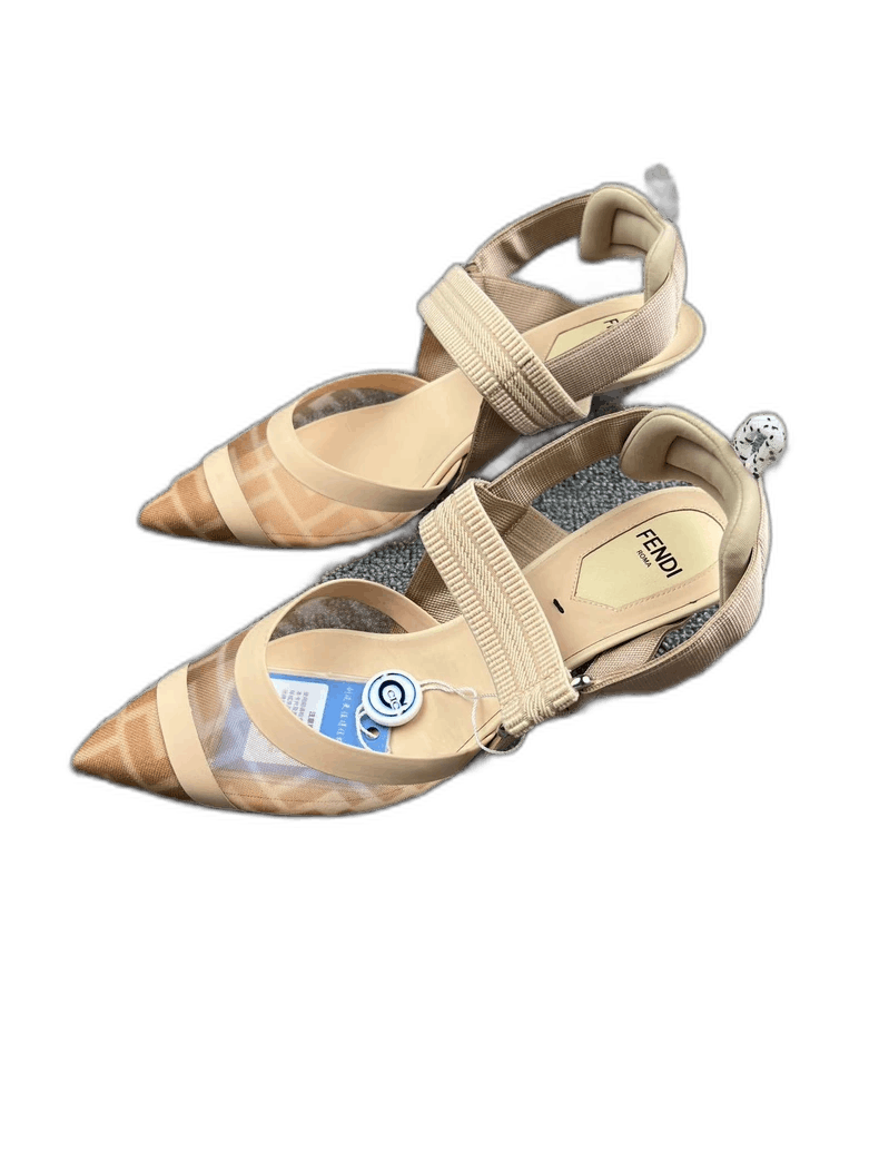 Fendi fendi beige logo high-heeled shoes size 37 Size US 7 / EU 40 - 1 Thumbnail