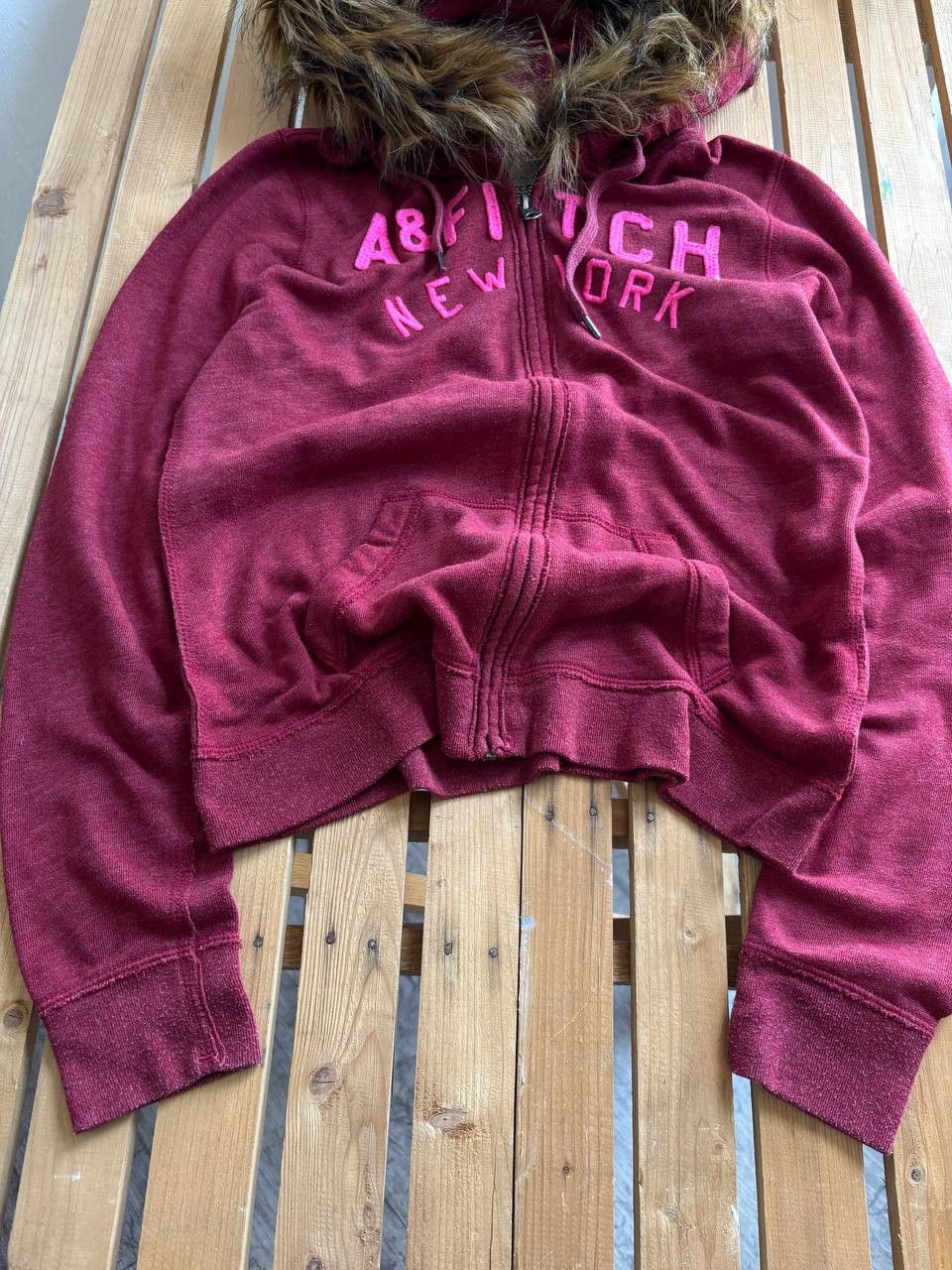 Abercrombie & Fitch Y2K Abercrombie FUR Fuzzy Vintage Distressed Hoodie Bomber Size US S / EU 44-46 / 1 - 6 Thumbnail