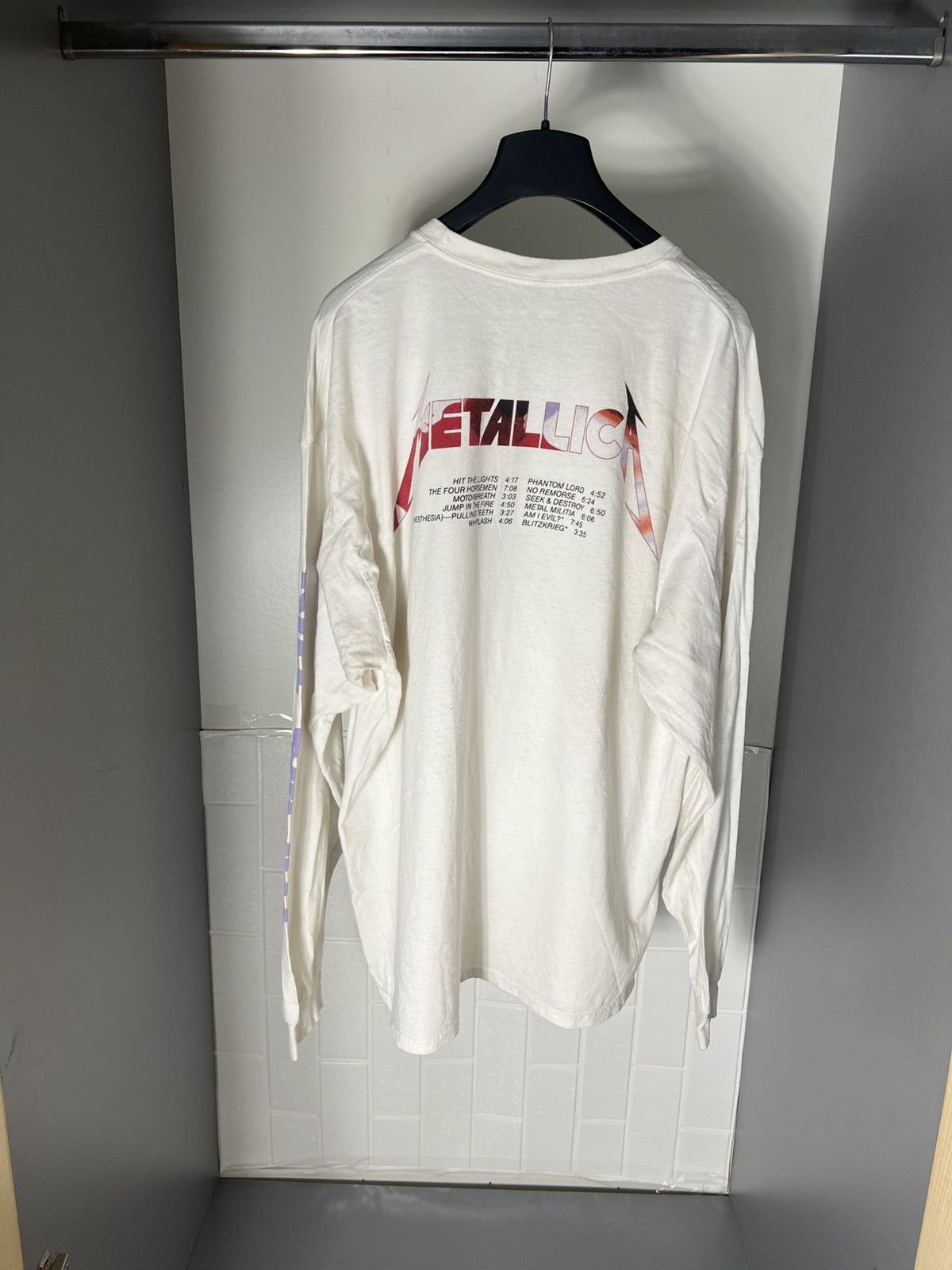 Band Tees × Vintage VERY RARE METALLICA LONG SLEEVE WORLD TOUR 1983 ROCK T-SHIRT Size US XXL / EU 58 / 5 - 9 Thumbnail
