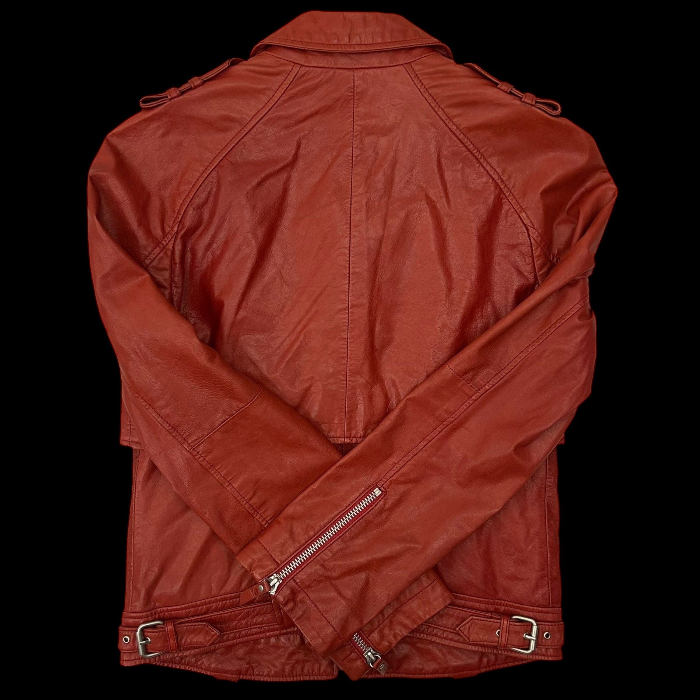 Karl Lagerfeld Karl Lagerfeld Goat Leather Biker Jacket Red (Fits M Womens) Size M / US 6-8 / IT 42-44 - 3 Thumbnail