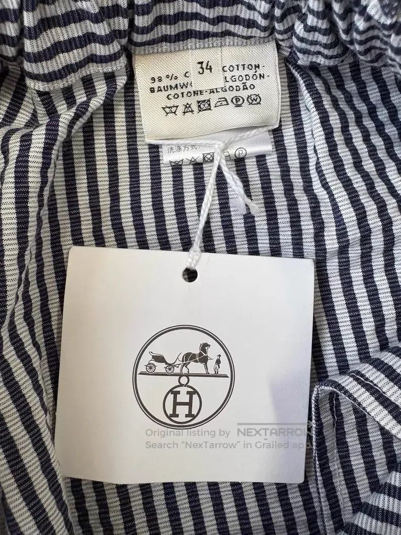 Hermes Hermes Blue and White Striped Drawstring Shorts, 98% Cotto Size 42" / US 20 - 4 Thumbnail