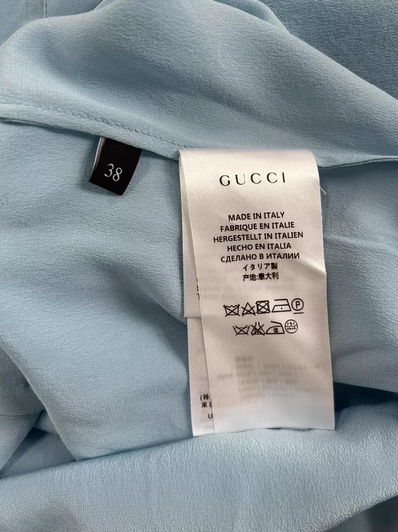 Gucci Gucci Size 38 Light blue mulberry silk shirt 2501-Nextarrow Size US XXS / EU 40 - 5 Thumbnail