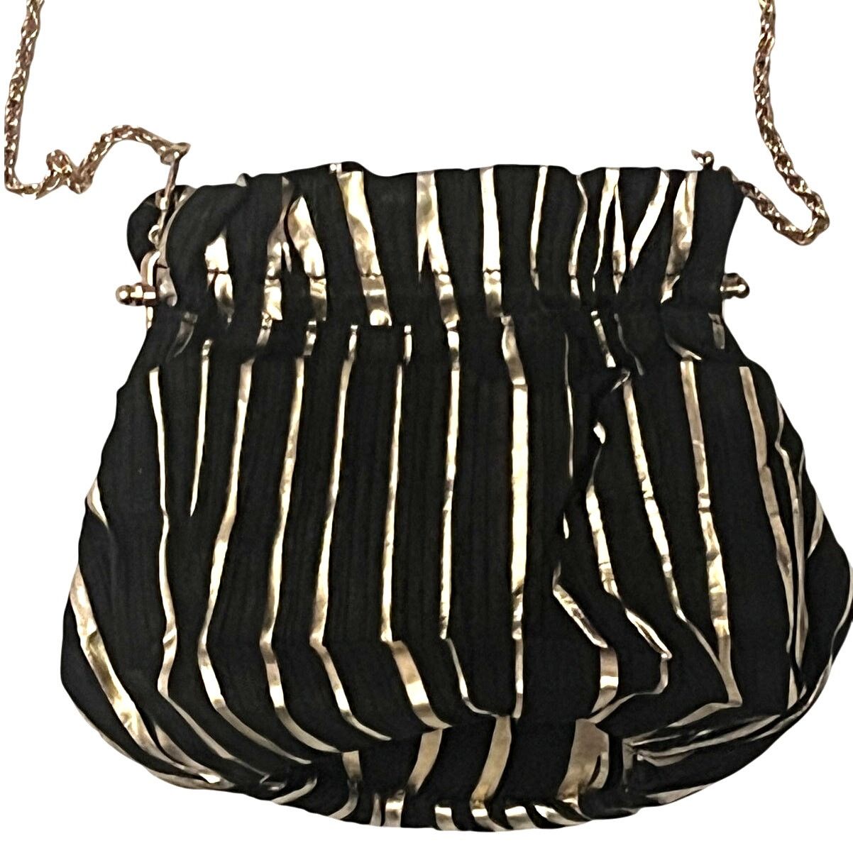 Other Black and Gold Fabric Evening Bag Crossbody Shoulder Purse Size ONE SIZE - 1 Thumbnail
