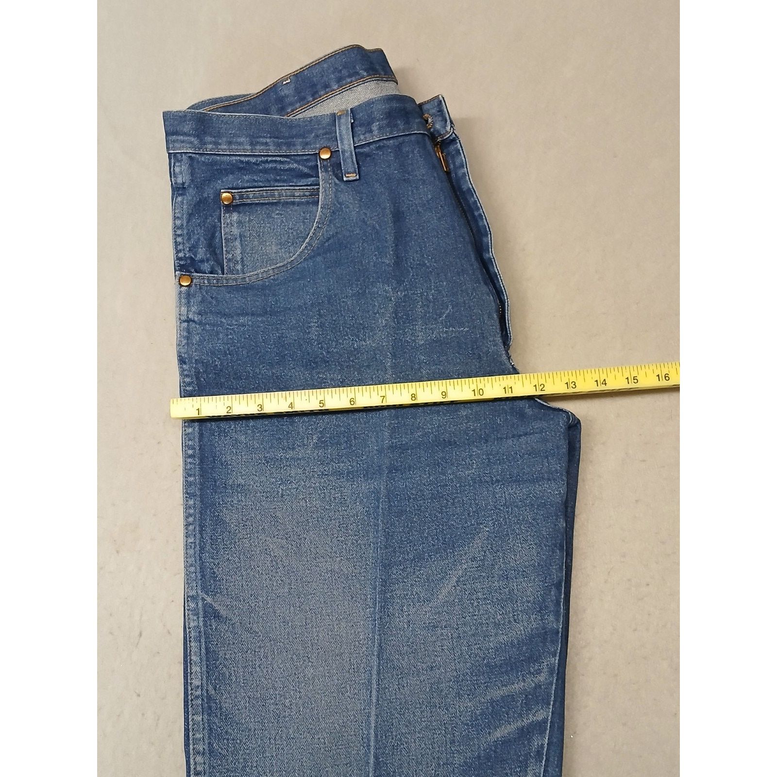 Wrangler Wrangler (36x40) Creased Straight Leg Blue Denim Jeans Size US 36 / EU 52 - 5 Thumbnail