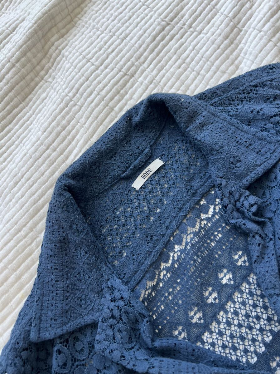 Bode 500USD BODE Sampler Quaker Lace Shirt - Navy Size US L / EU 52-54 / 3 - 7 Thumbnail