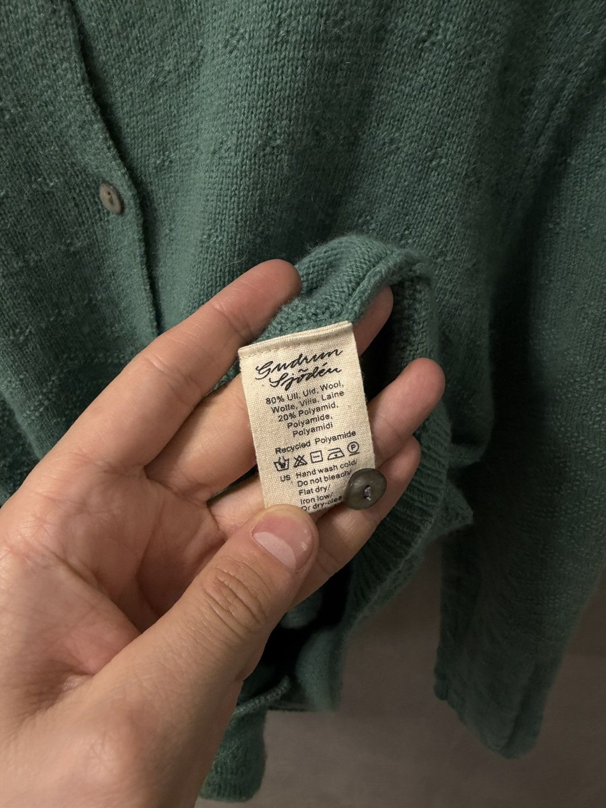 Gudrun Sjoden Gudrun Sjoden Green Wool Cardigan Sweater Size L Size L / US 10 / IT 46 - 13 Thumbnail
