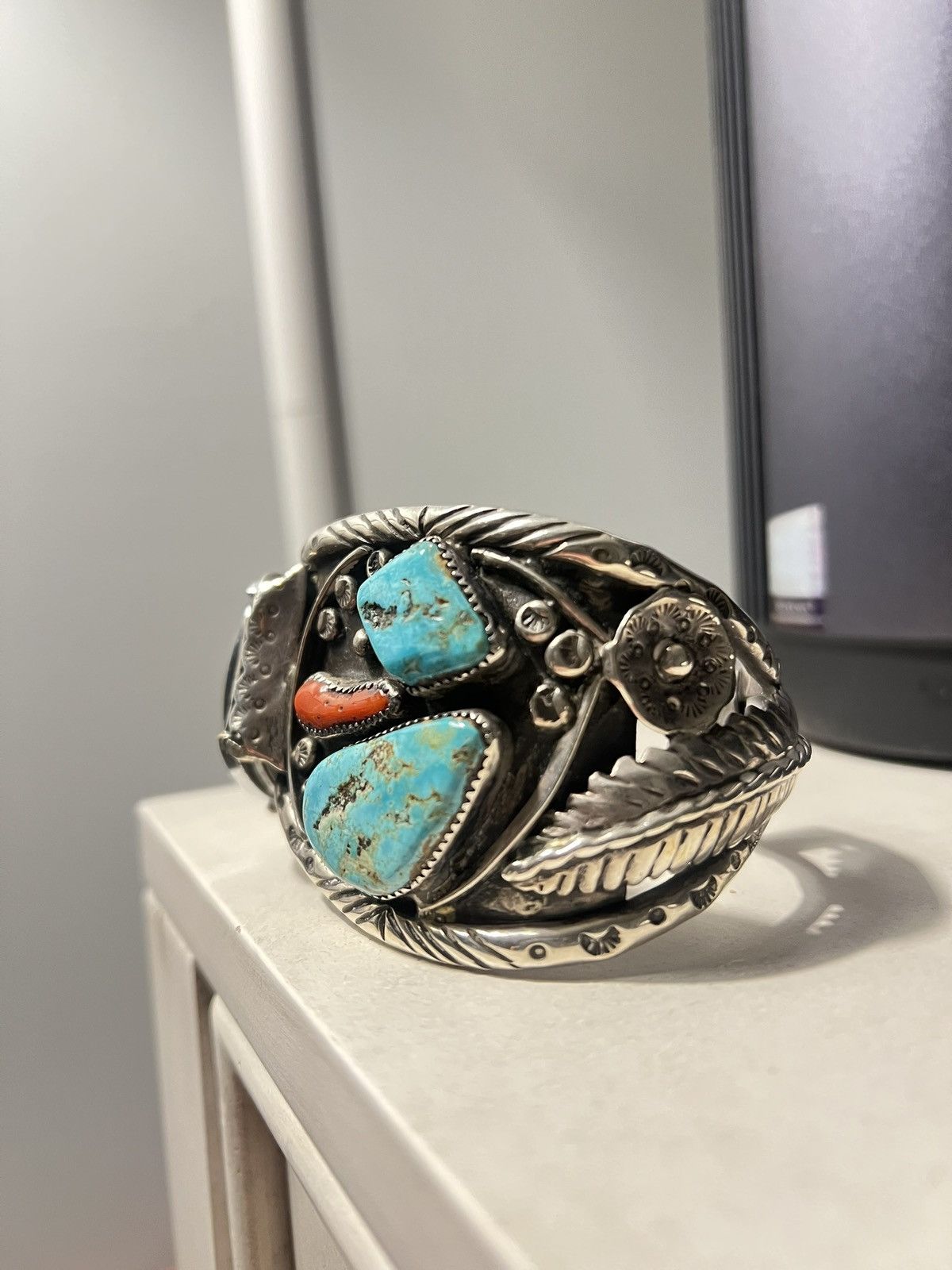Vintage Native American Bracelet With Watch .925 Size ONE SIZE - 4 Thumbnail