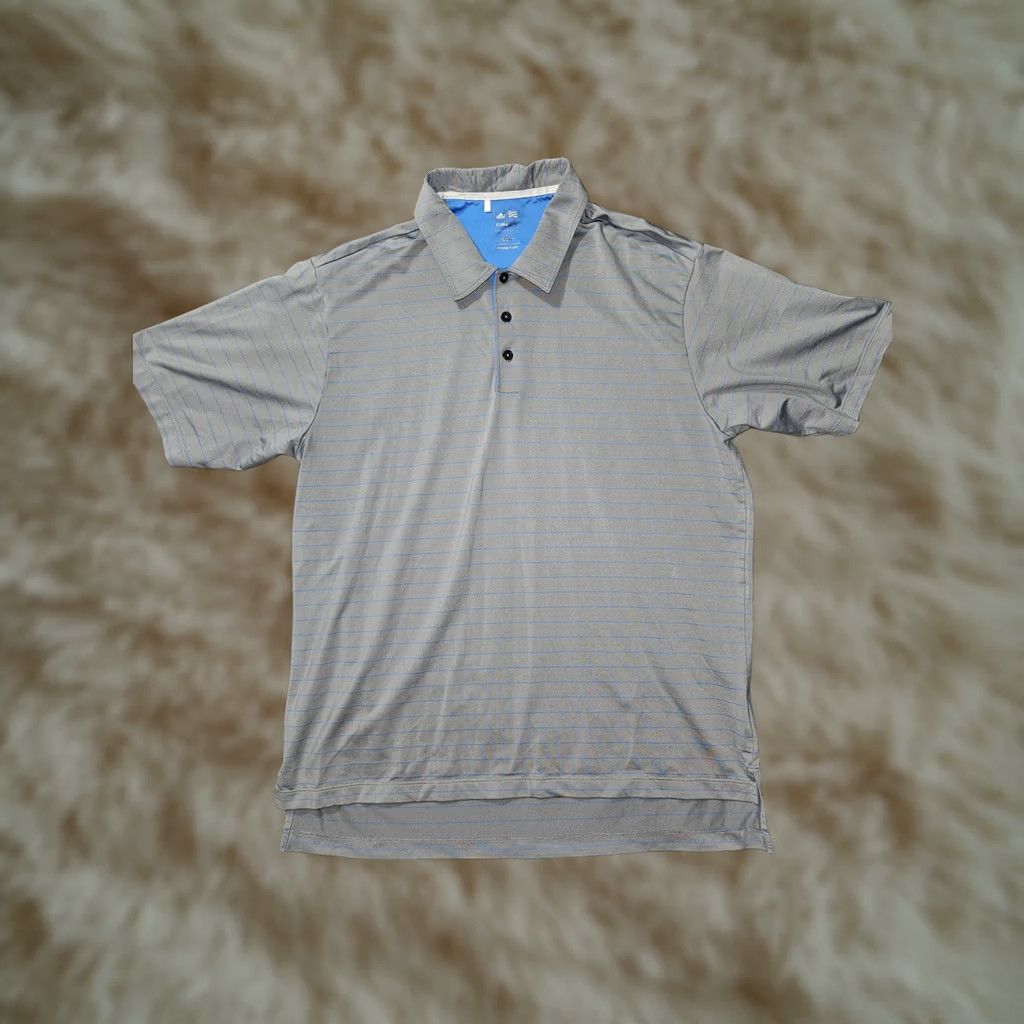 Adidas VINTAGE Adidas Golf Polo Shirt Mens Large Gray Striped Climalite Performance Stretch Size US L / EU 52-54 / 3 - 1 Thumbnail