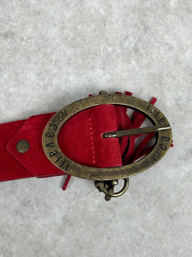 Just Cavalli 2000s Cavalli Suede Red Leather Belt Size ONE SIZE - 3 Thumbnail