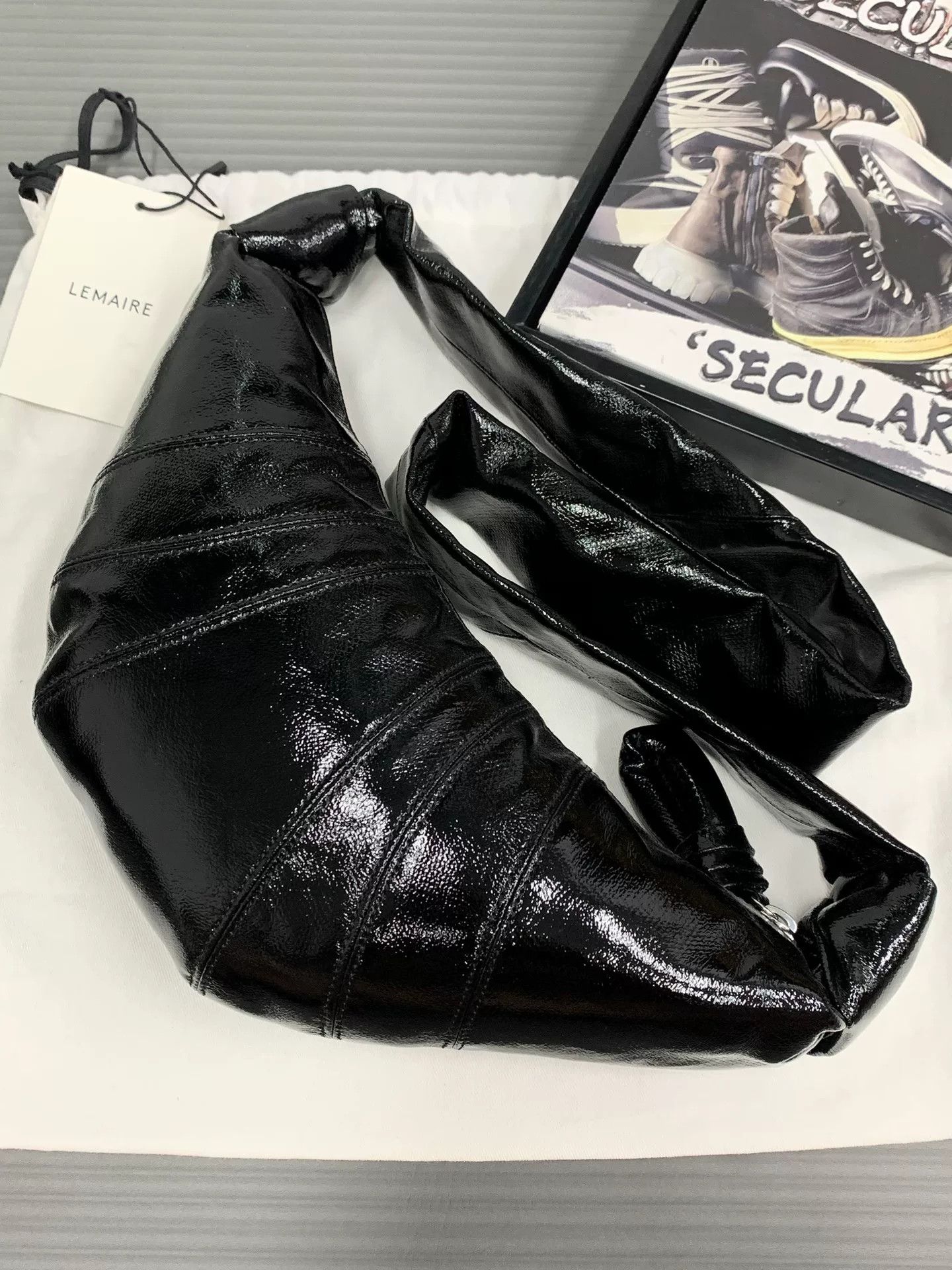 Lemaire Lemaire Small Black Coated Croissant Bag Size ONE SIZE - 1 Thumbnail