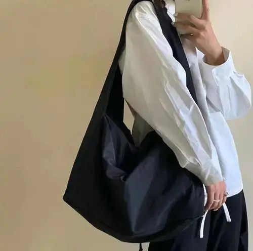 Vintage Oversized baggy black shoulder tote bag Size ONE SIZE - 1 Thumbnail