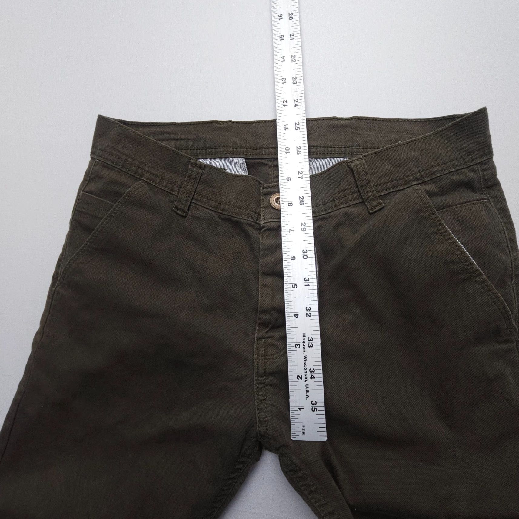 Vintage ALBERTO Slim Chino Pants Mens 31 Green Light Cotton 29" Inseam Button Fly Slim Straight Mens Clothing Casual Business 90s? Size US 31 - 7 Thumbnail