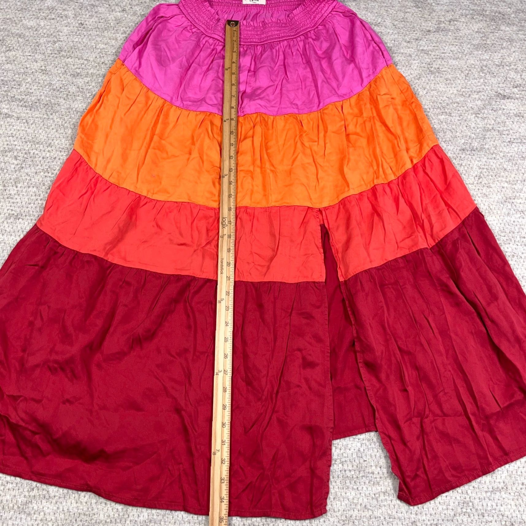 Marine Layer Marine Layer Skirt Womens L Midi Pink Colorblock Lyocel Slit Bohemian Festival Hippie Size 36" / US 14 / IT 50 - 7 Thumbnail