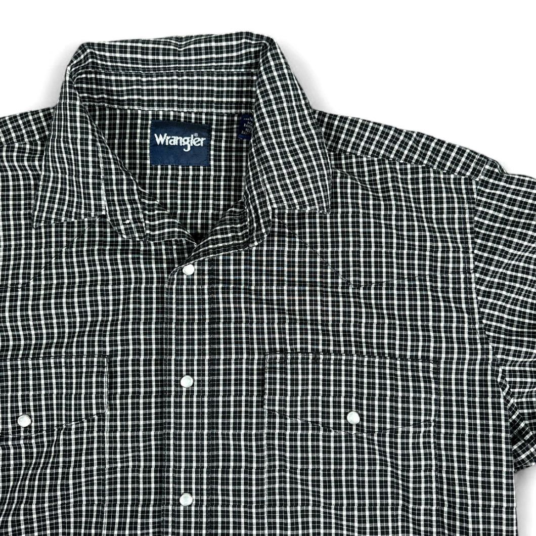 Wrangler VINTAGE Wrangler Western Shirt Adult LARGE Black White Plaid Windowpane Pearl Snap Shirt Mens Black Plaid Western Shirt LARGE Wrangler Size US L / EU 52-54 / 3 - 2 Thumbnail
