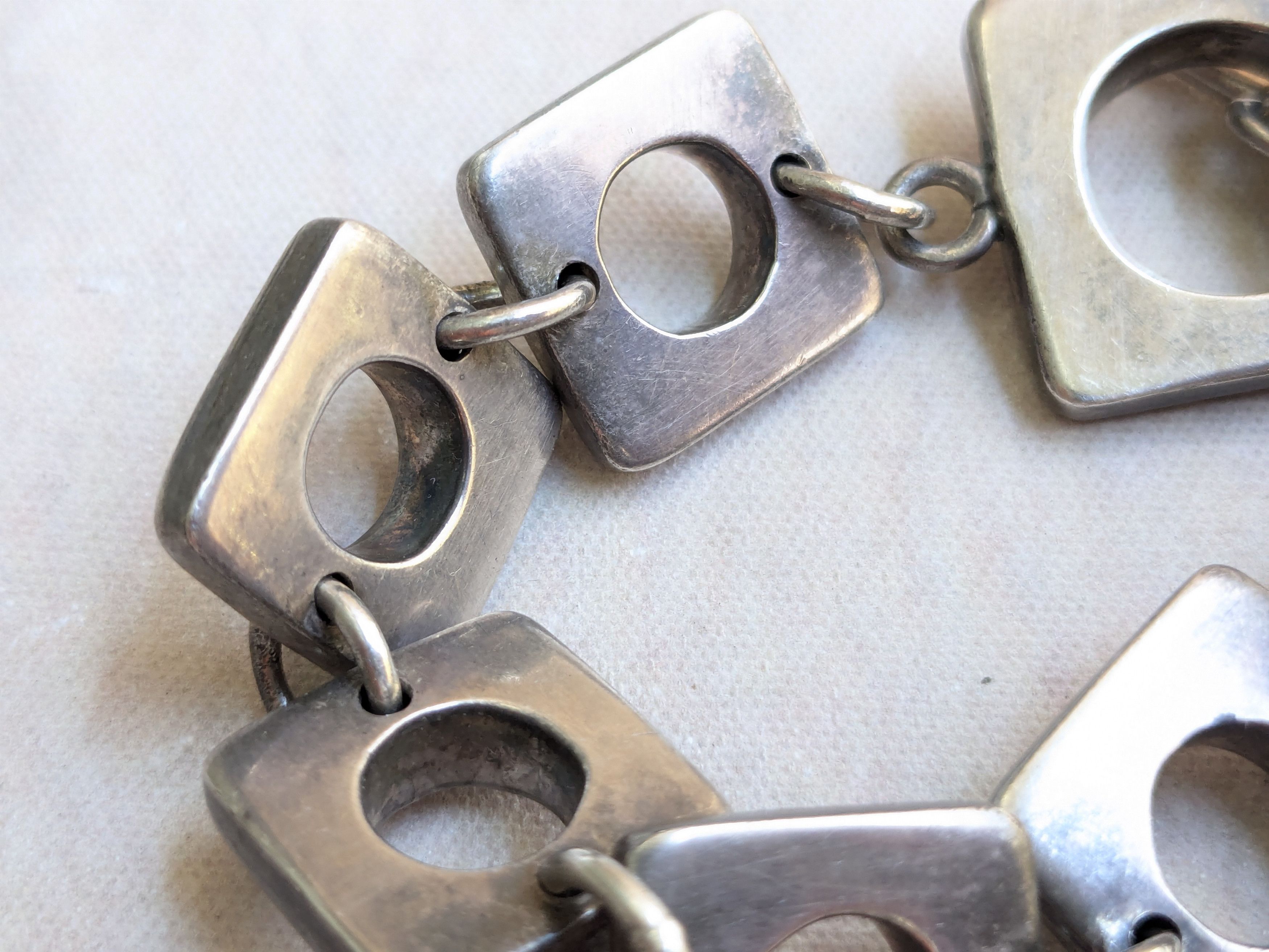Vintage Vintage Sterling Silver Bracelet Cushion Square Round Size ONE SIZE - 13 Thumbnail