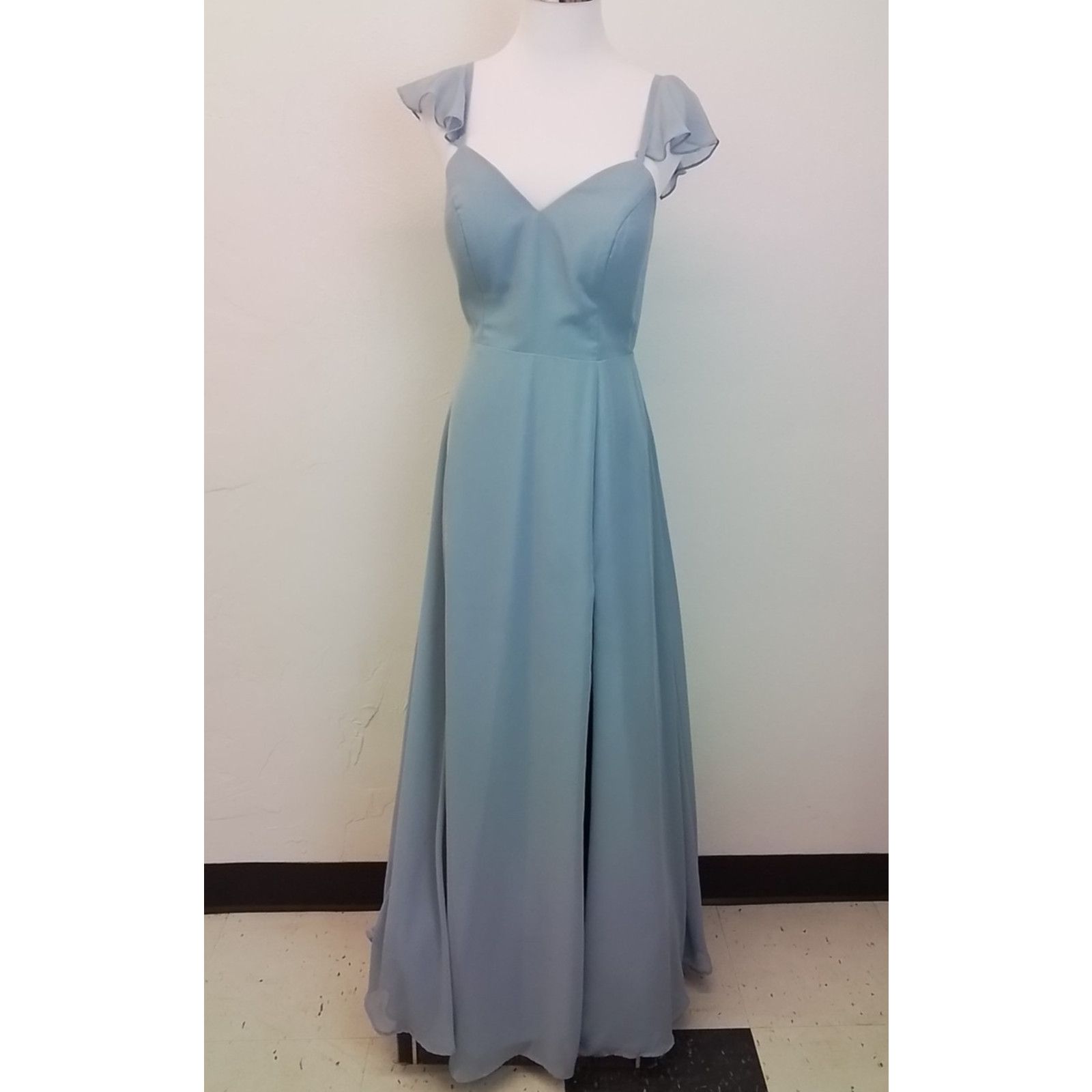 Other Azazie Ruffle Formal A-Line Dress Women's 8 Blue Bridesmaid Size M / US 6-8 / IT 42-44 - 2 Thumbnail