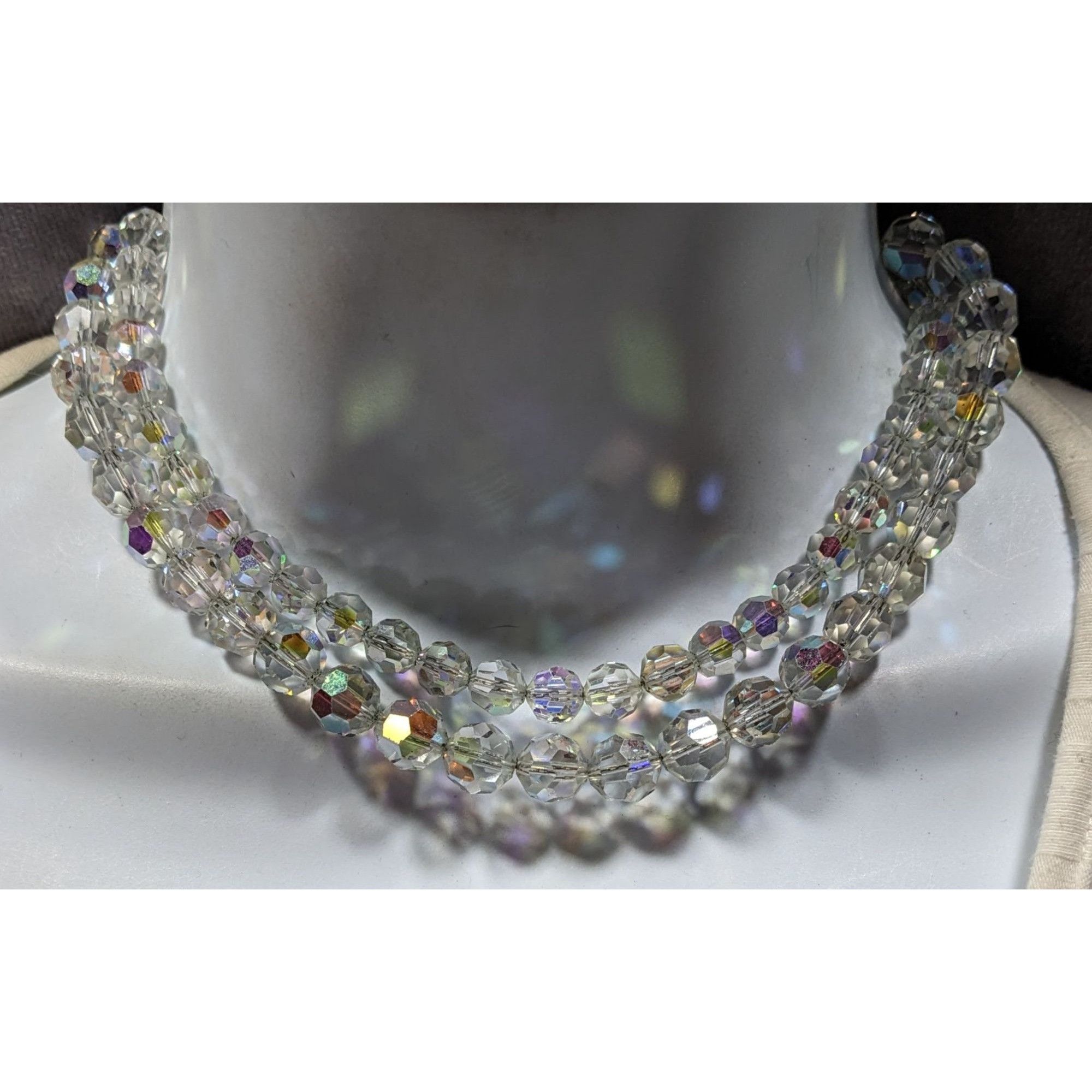 Other Vintage Double-Strand Aurora Borealis Crystal Bead Necklace Size ONE SIZE - 4 Thumbnail