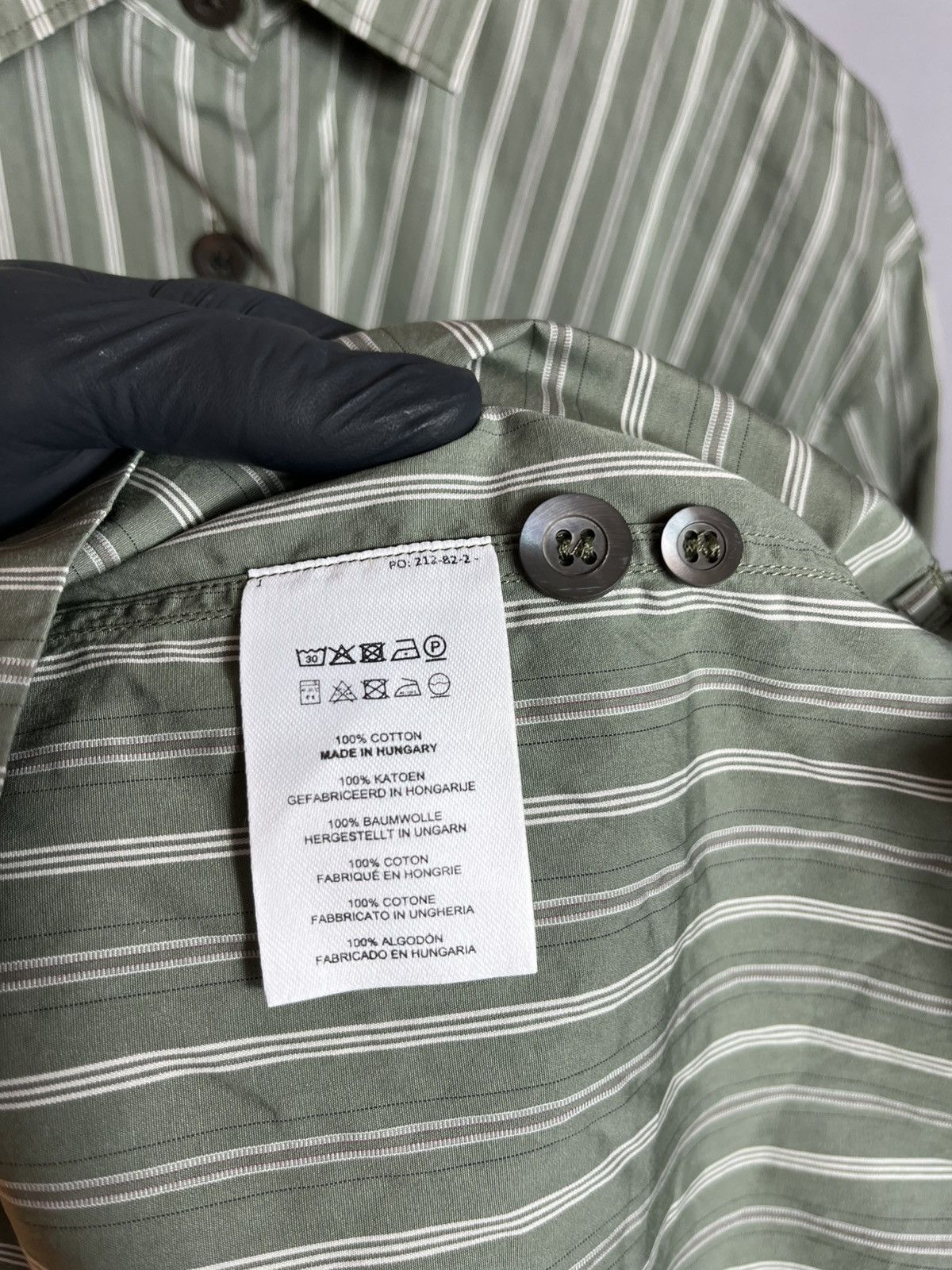 Dries Van Noten Dries Van Noten Mens Shirt Striped Long Sleeve Button Green Size US XS / EU 42 / 0 - 6 Thumbnail