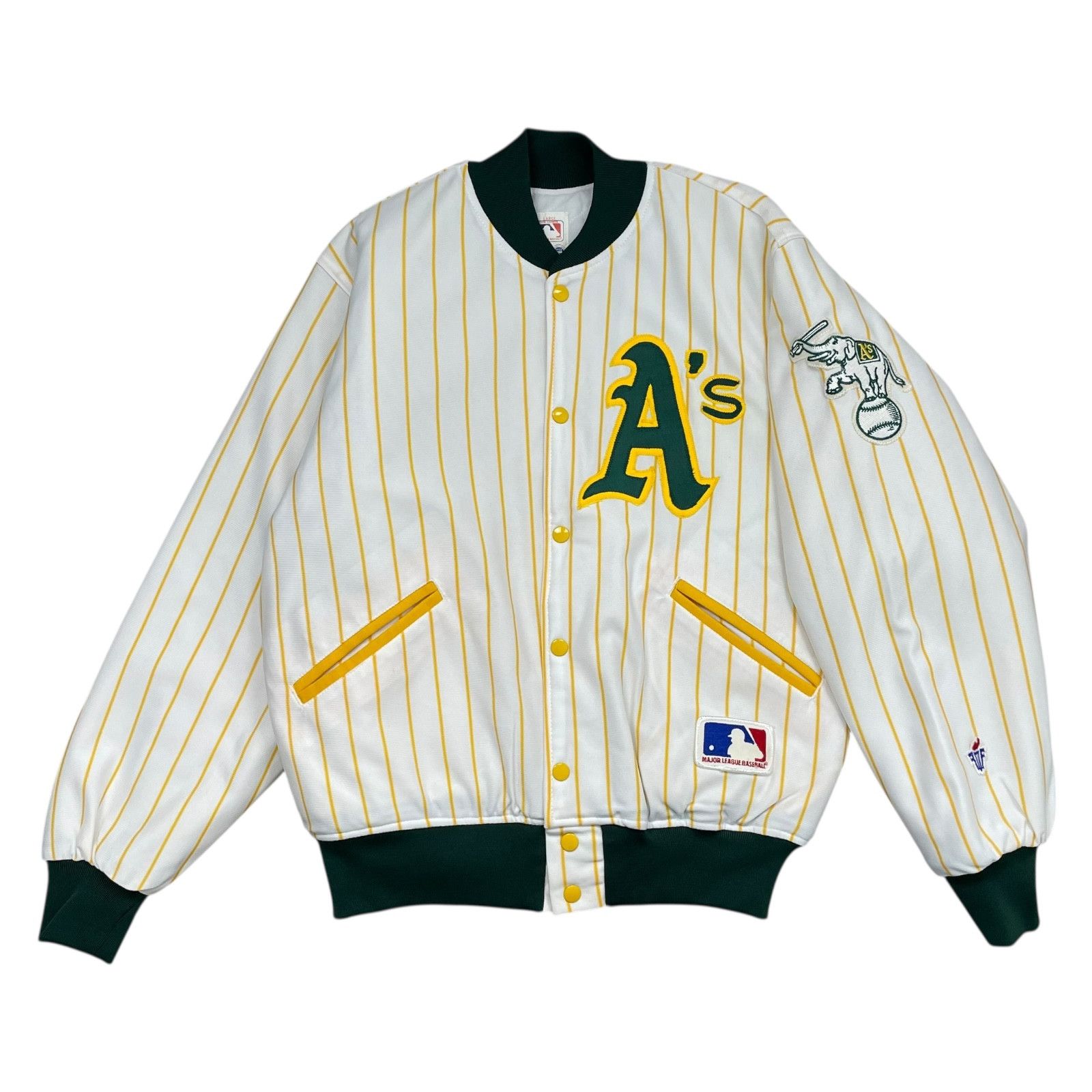 MLB VTG 90s OAKLAND ATHLETICS A’S FELCO PINSTRIPE BOMBER JACKET Size US L / EU 52-54 / 3 - 1 Thumbnail