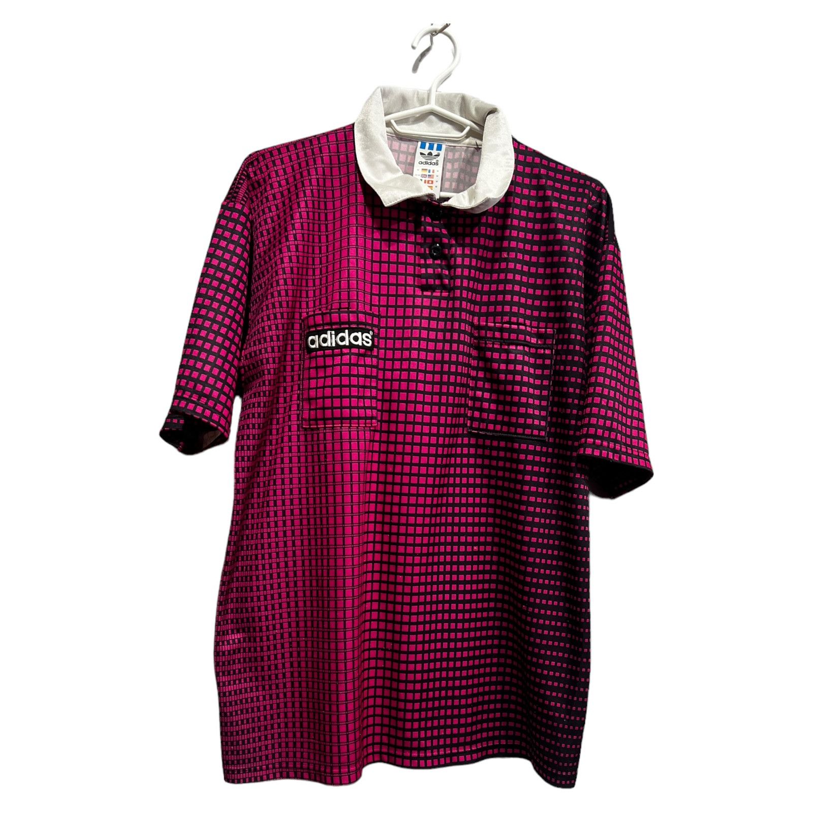 Pre-owned Adidas X Soccer Jersey 90's Vintage Adidas Soccer Referee Vintage Polo Shirt In Pink